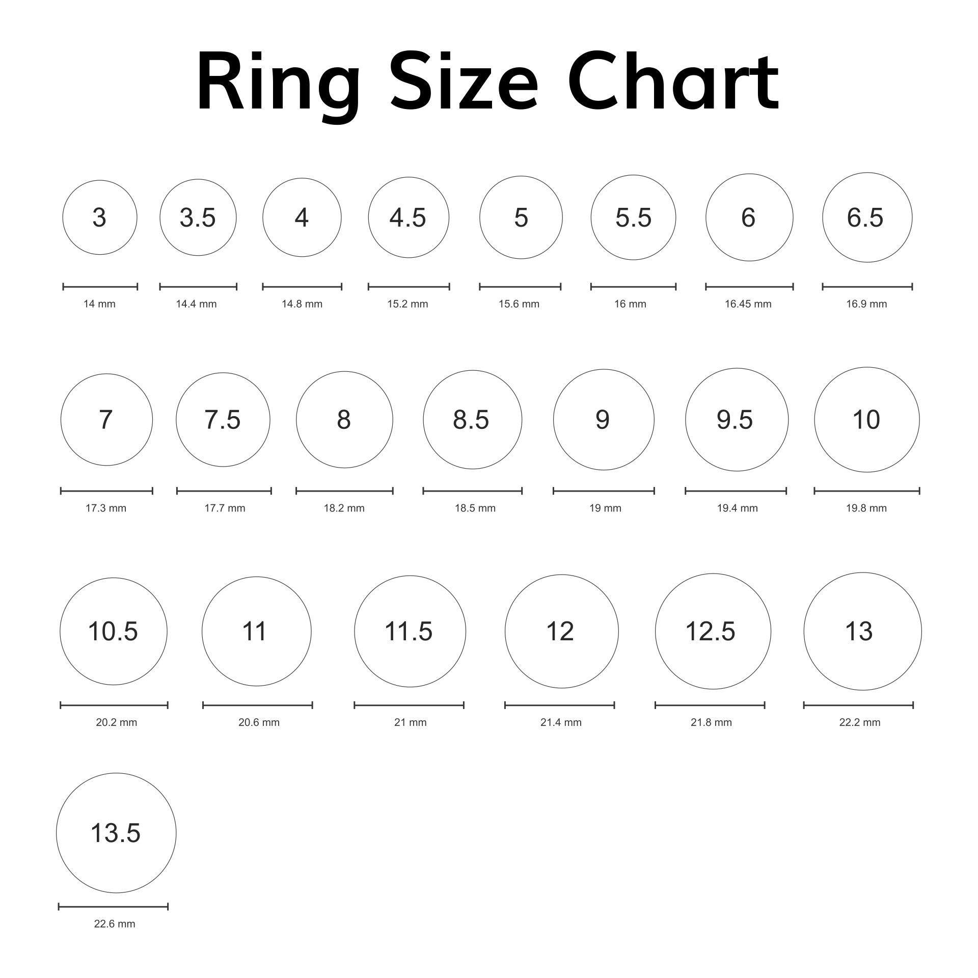 Mens Ring Size Chart