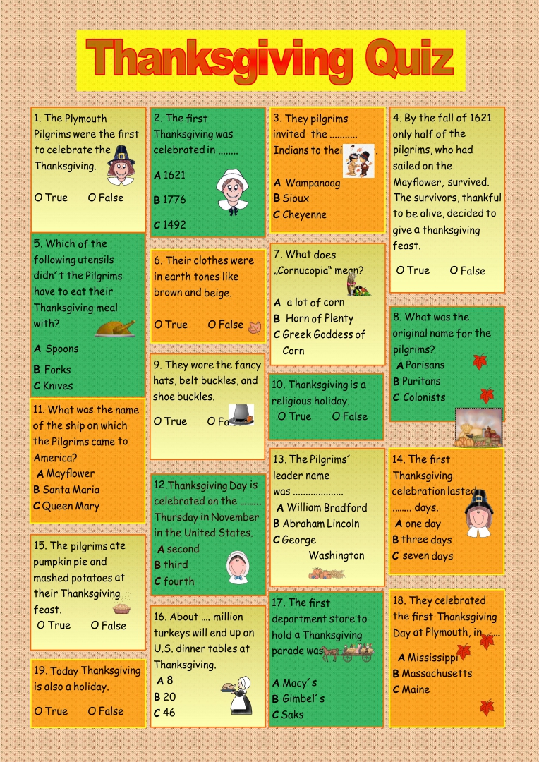 Thanksgiving Trivia Questions And Answers Printables