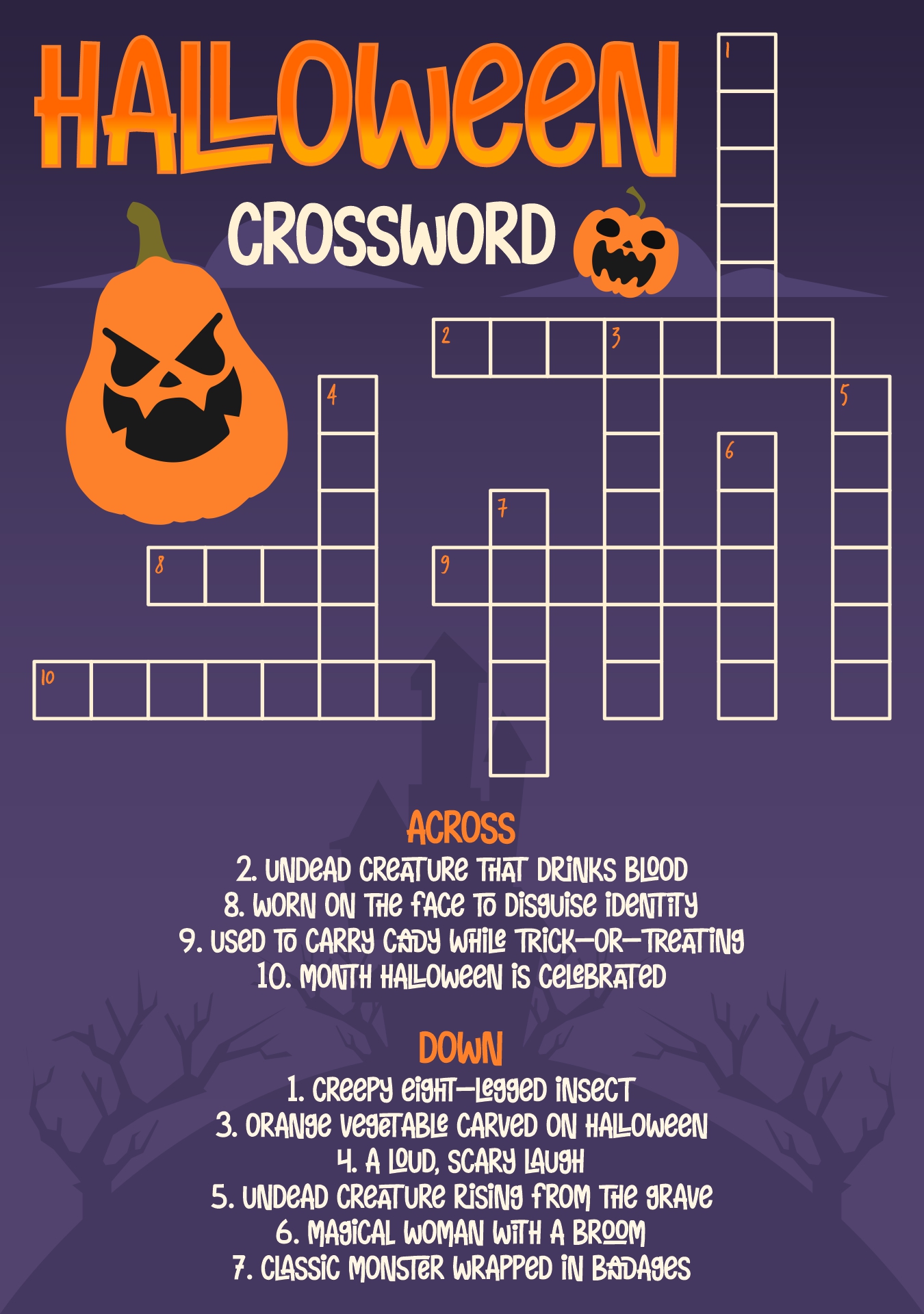 15 Best Halloween Easy Printable Crossword Puzzles Printablee