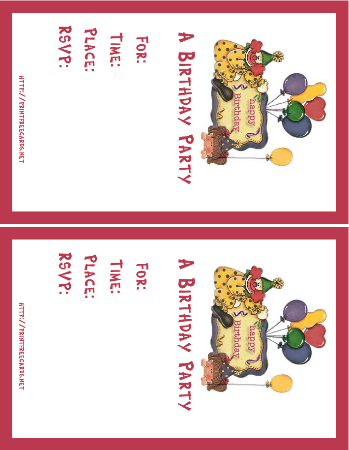 Printable Birthday Card Invitation Templates