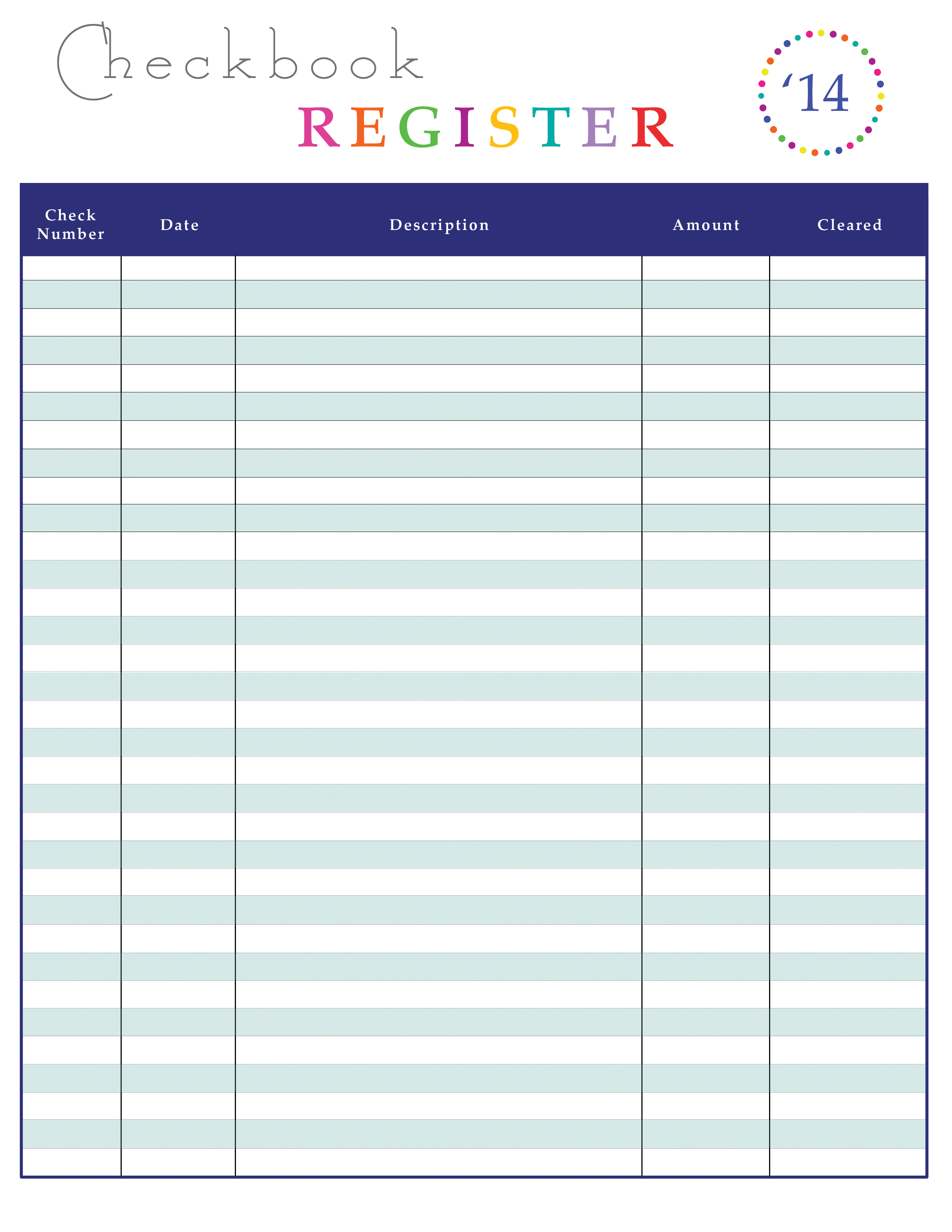 checkbook register template printable free