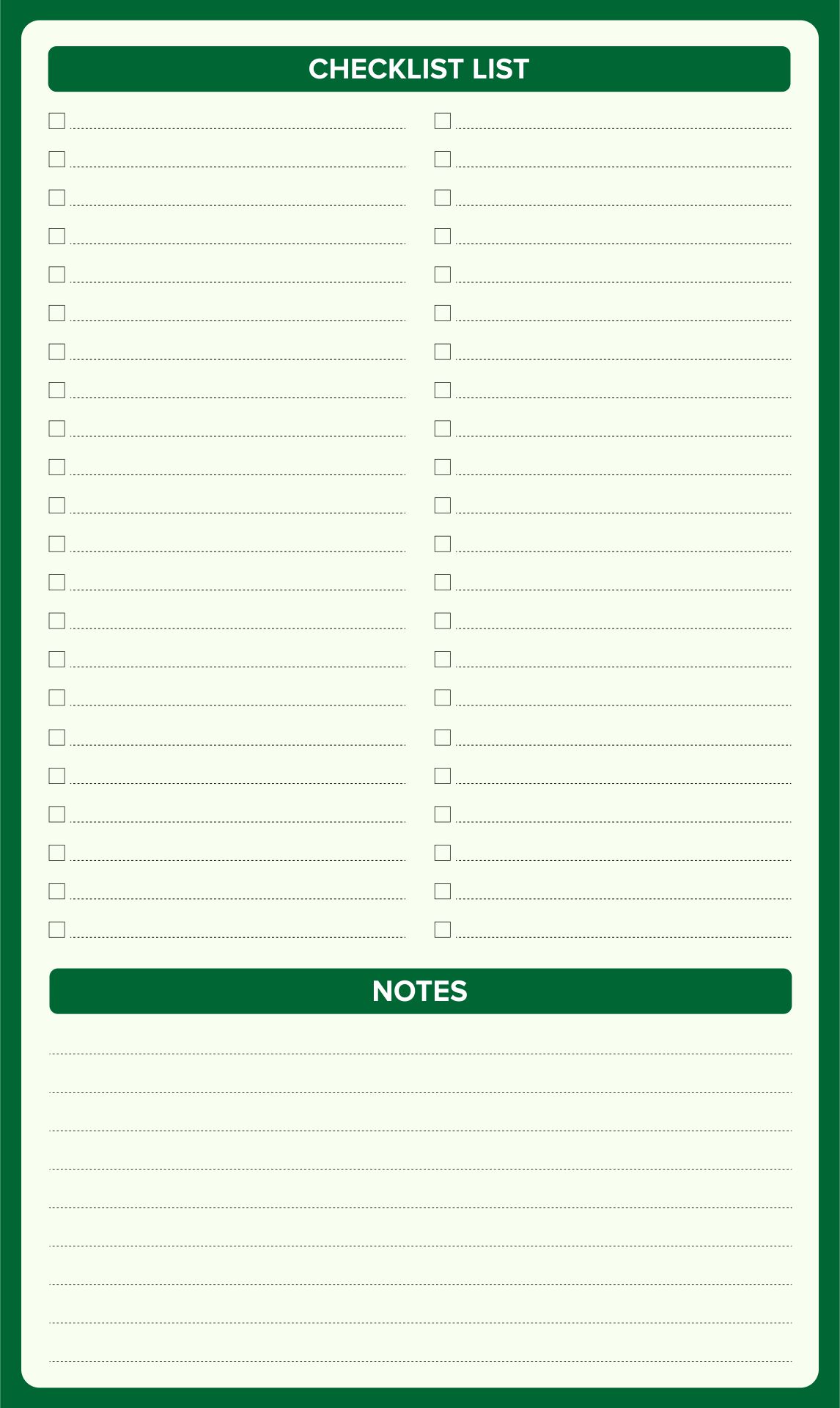 kink list checklist template blank