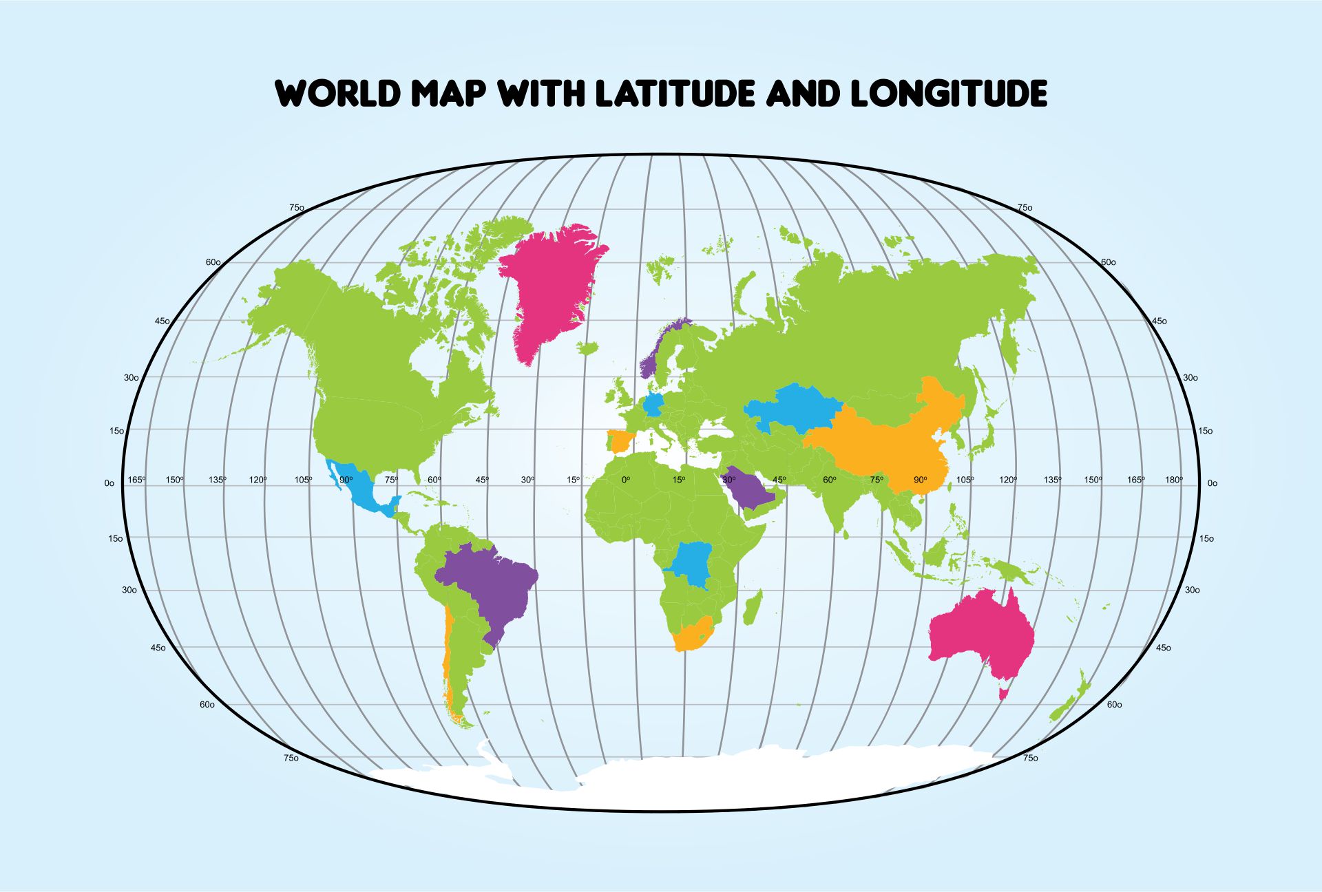 Latitude And Longitude World Map With Cities