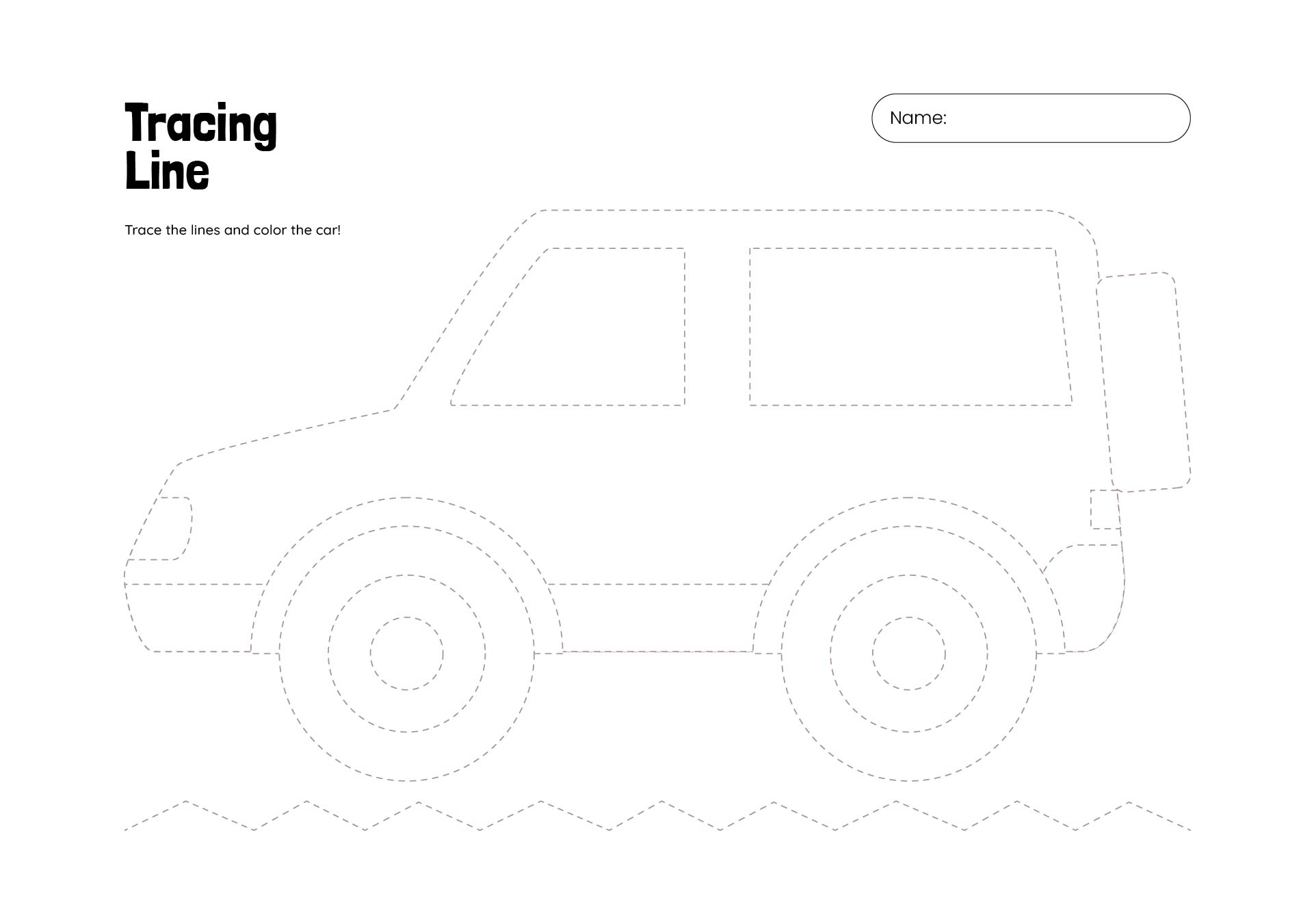 Cars Printable Tracing Worksheets