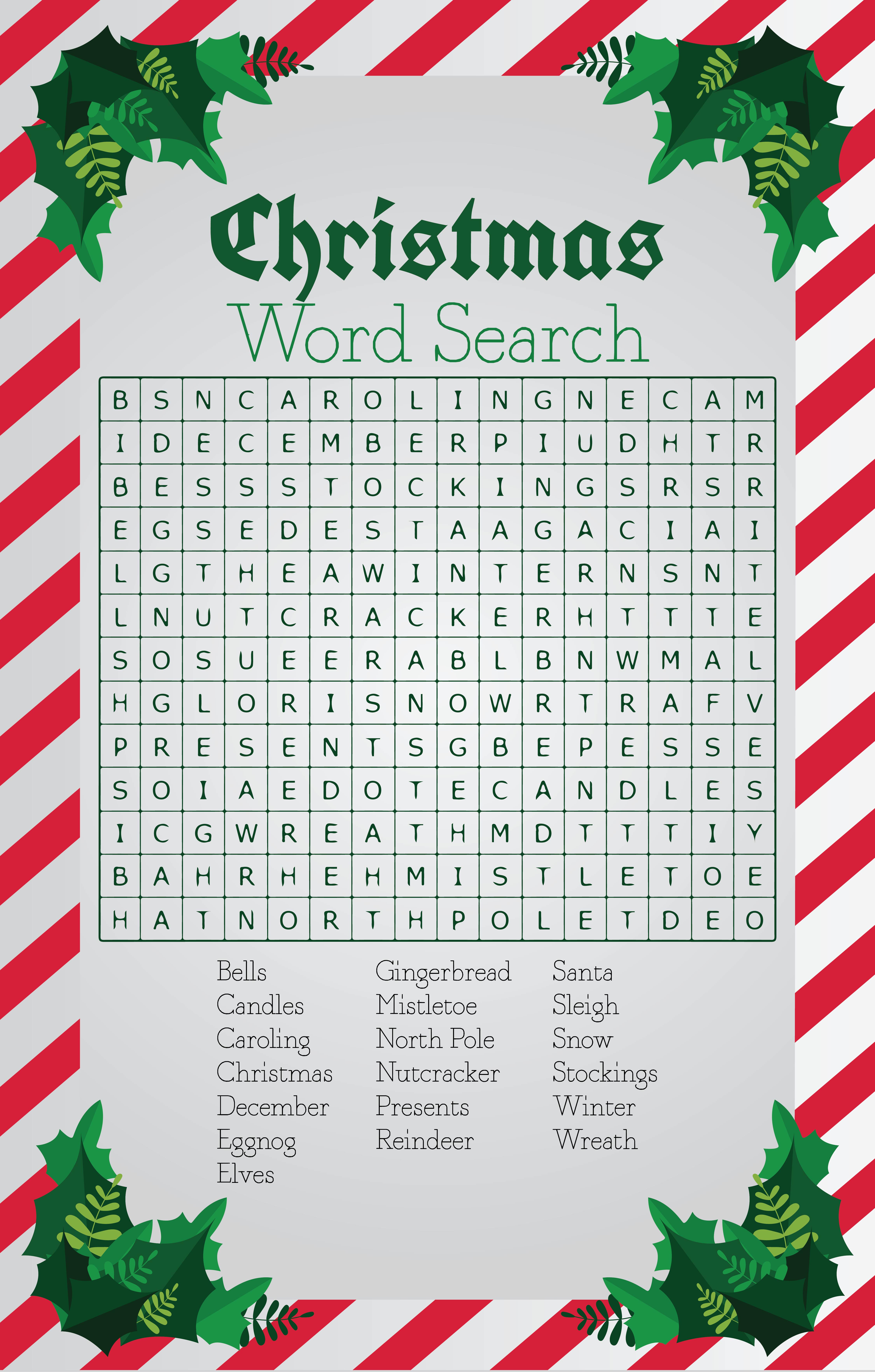 Printable Christmas Word Search Sheets