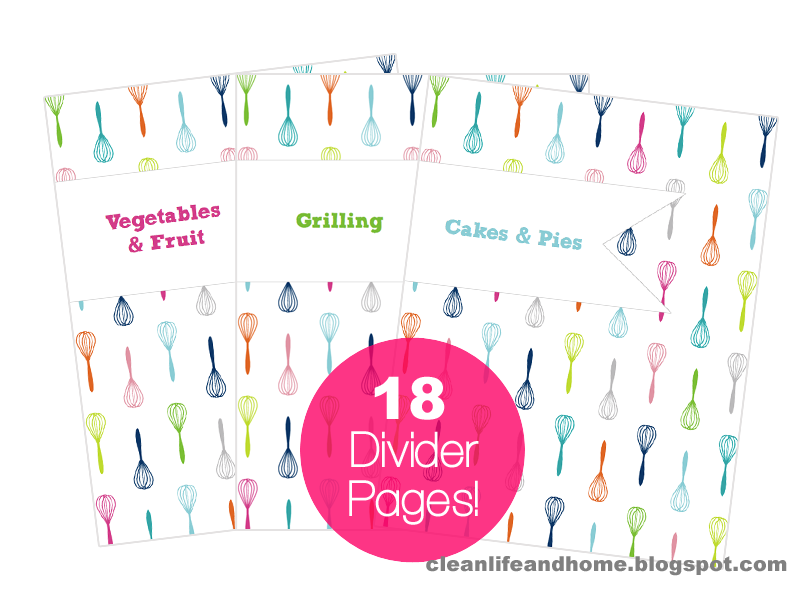 Printable Recipe Binder Dividers