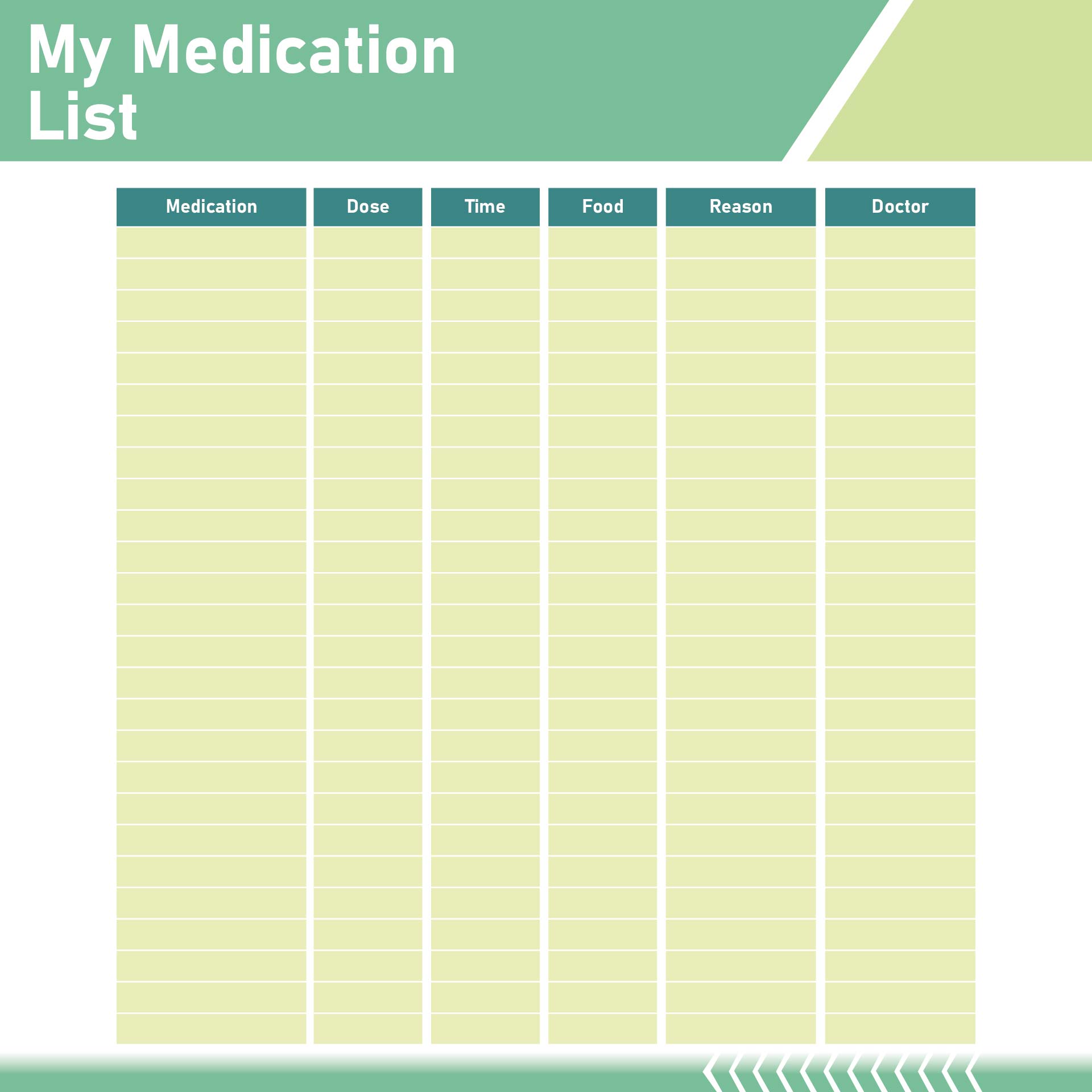 Printable Pocket Medication List