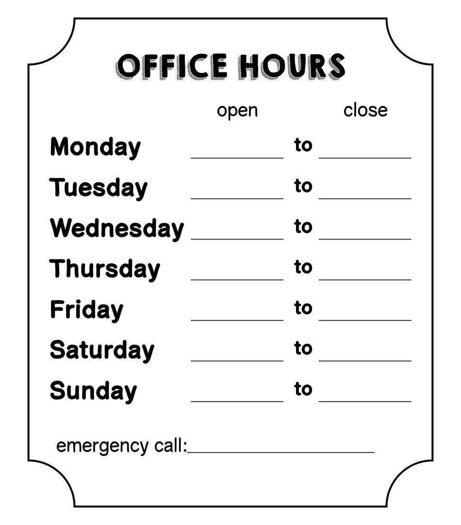 10 Best Free Printable Business Hours Sign Template PDF for Free at