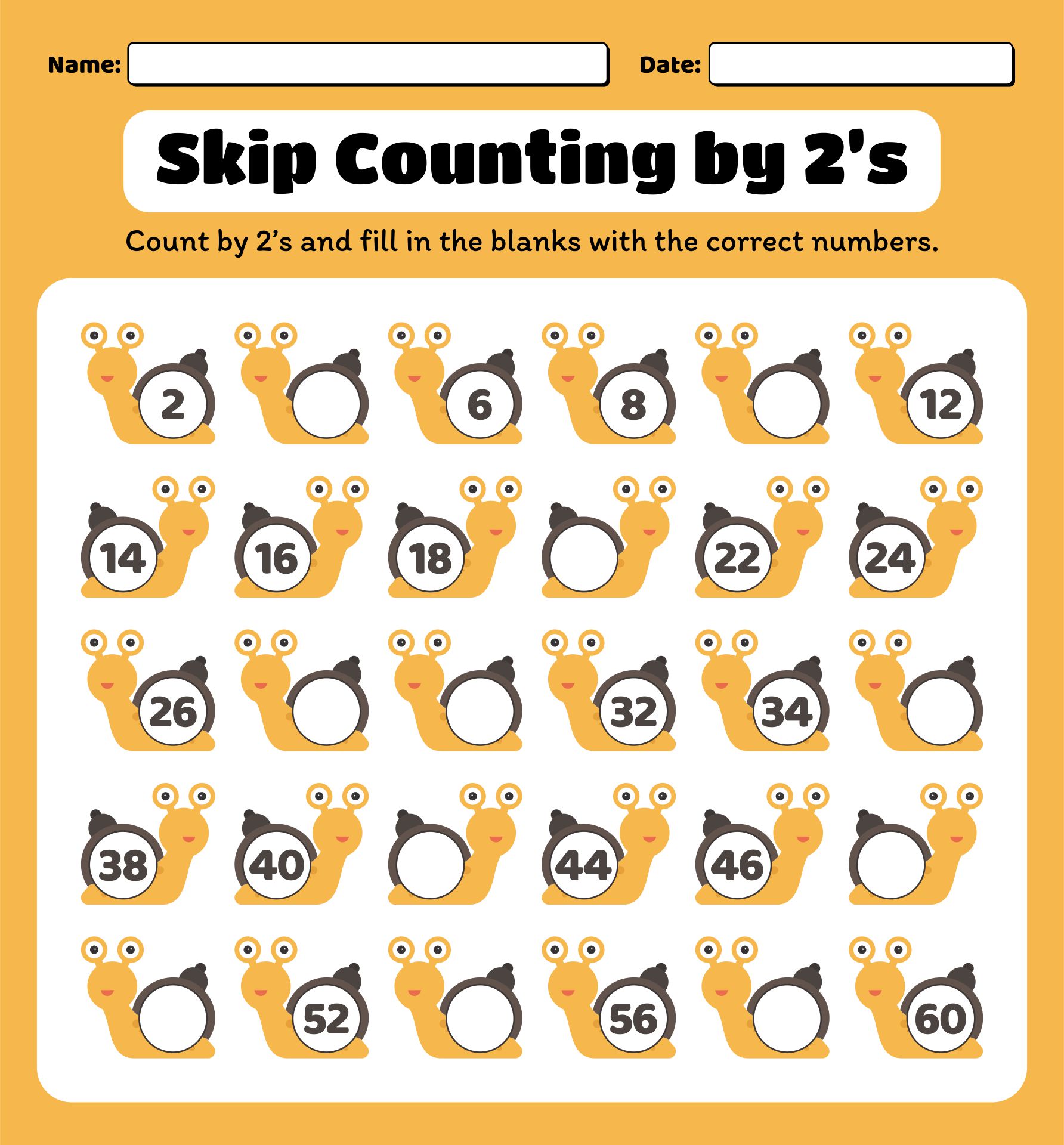 Skip Counting Worksheets