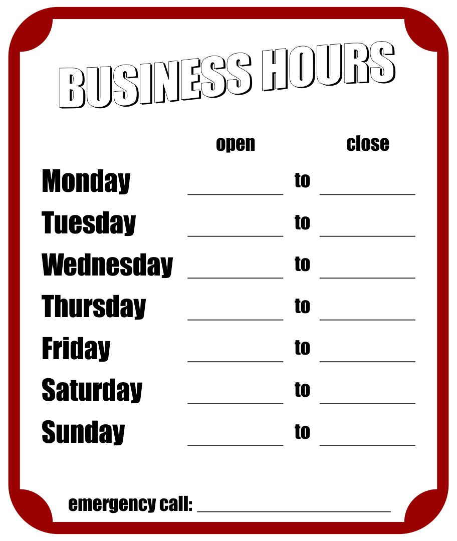 Business Hours Template Collection