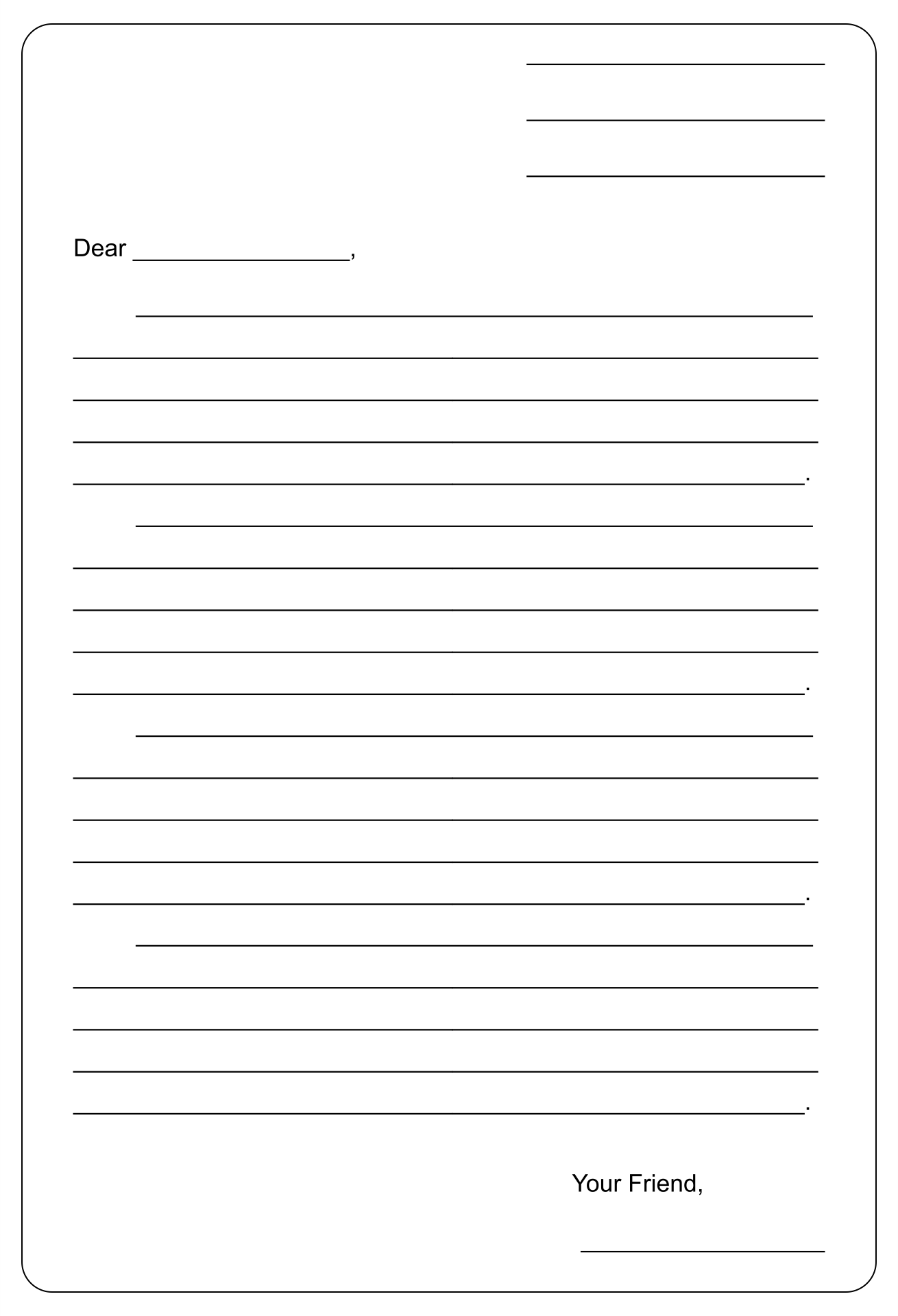 Free Printable Friendly Letter Writing Paper Printable Form 