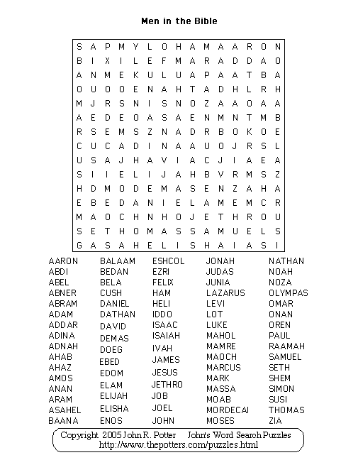 Bible Word Search Worksheets