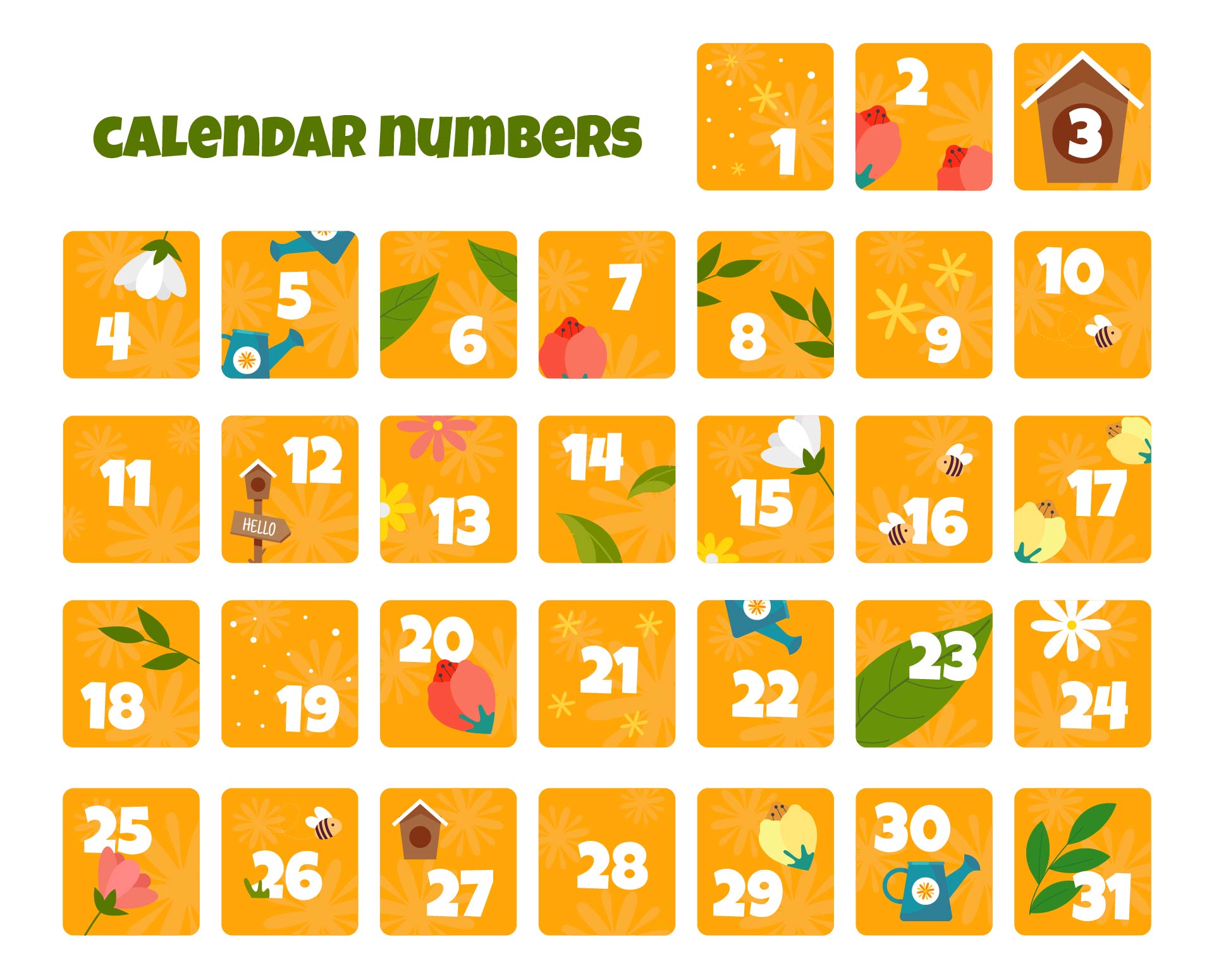 Printable Calendar Month Numbers
