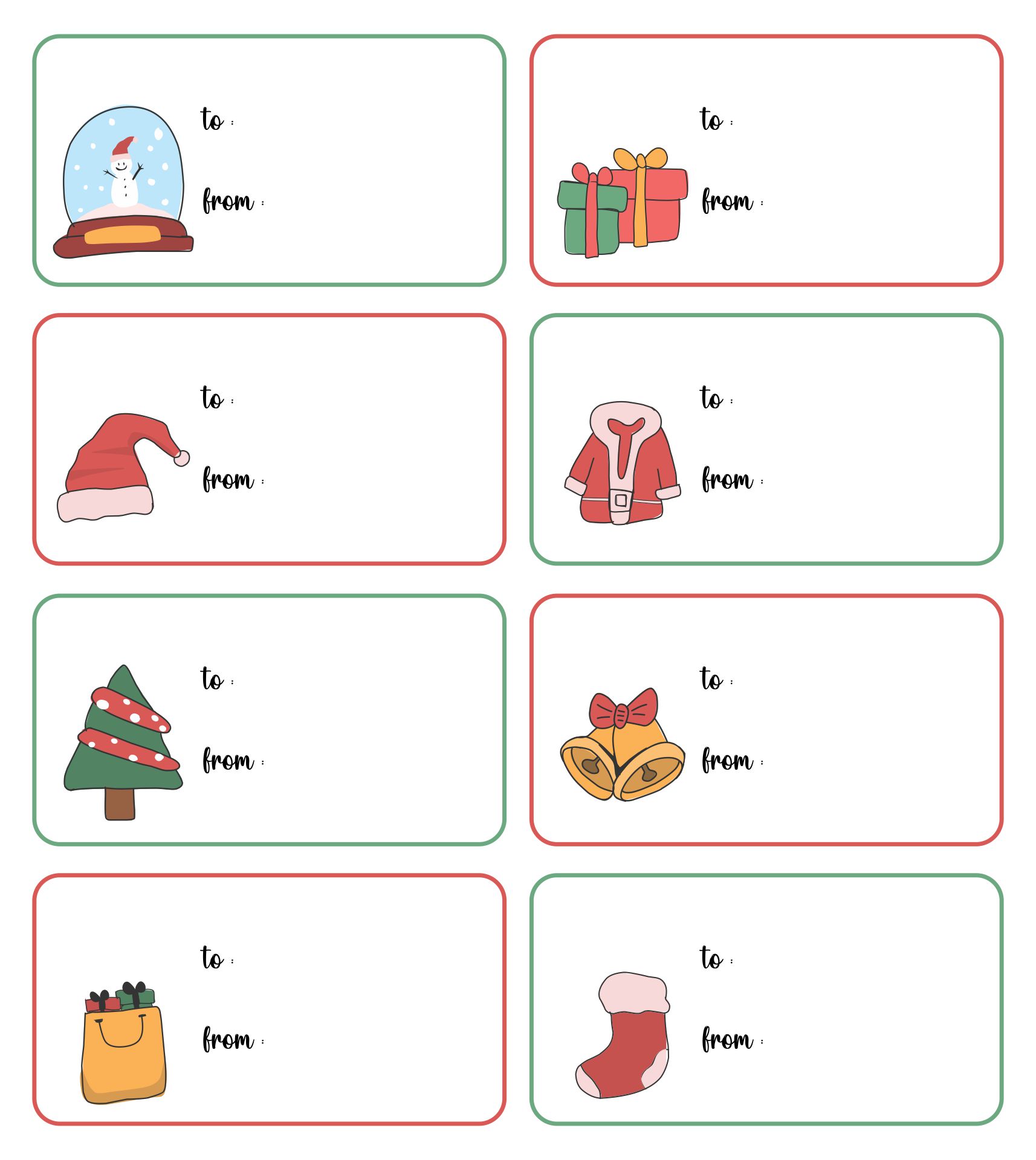 Printable Christmas Gift Tag Labels