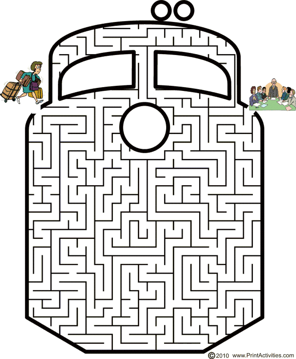 Printable Train Maze Puzzles