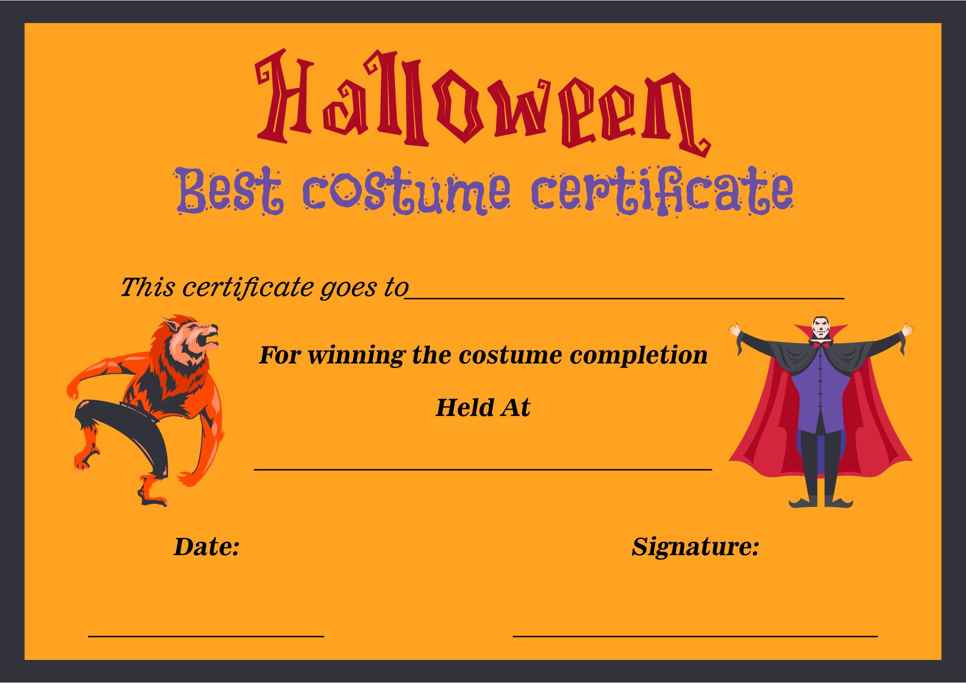 15 Best Printable Award Certificates Halloween