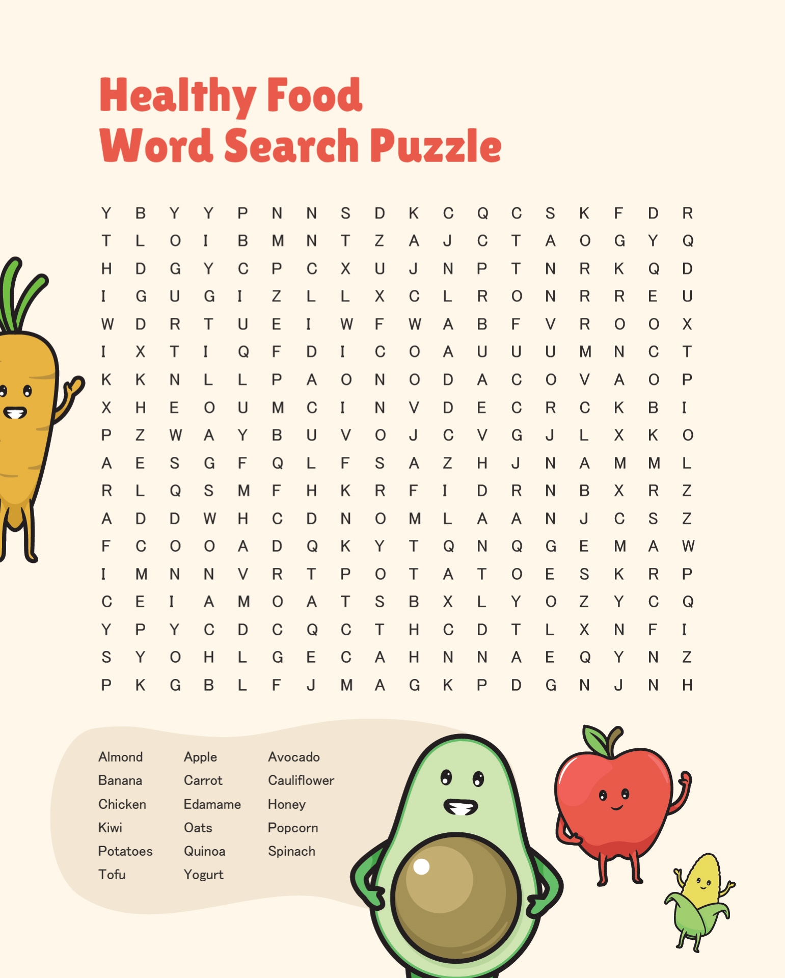 Printable Food Word Searches