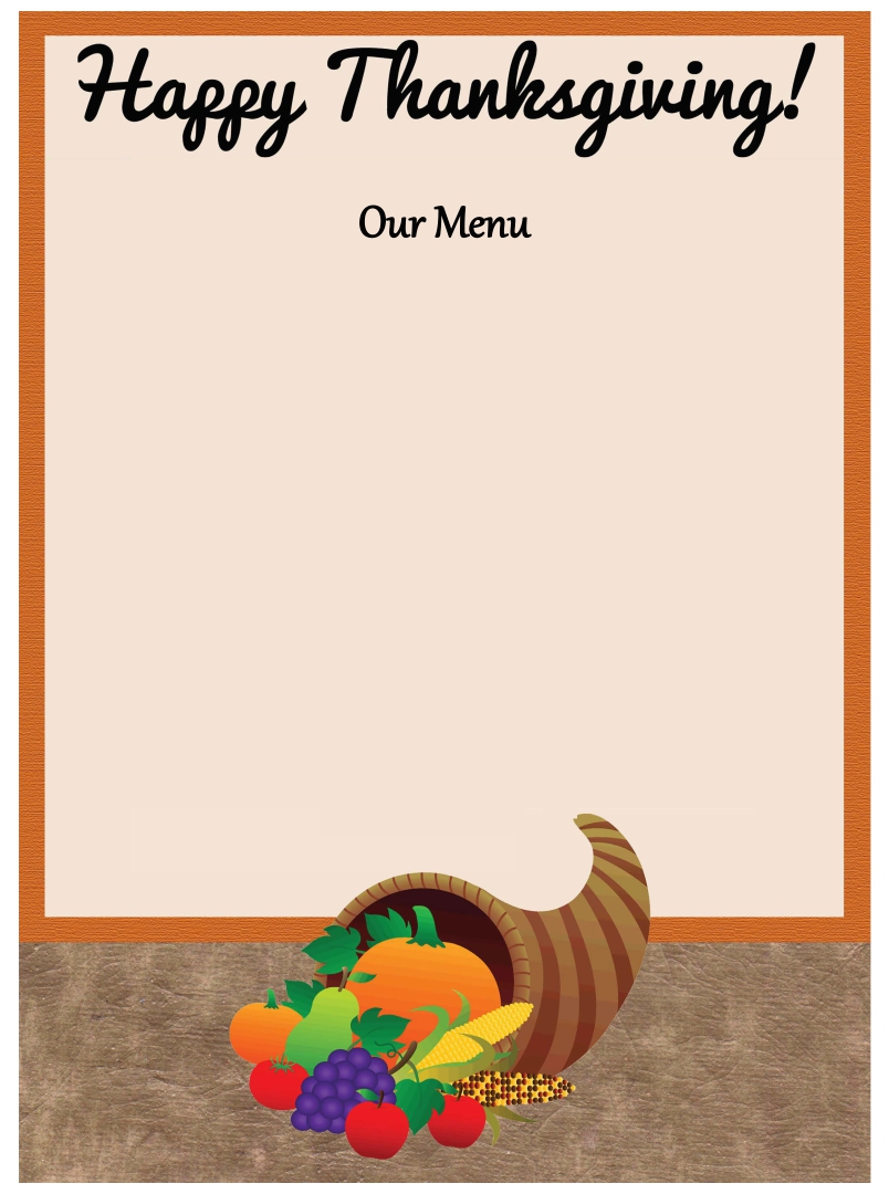 Free Printable Thanksgiving Menu Template