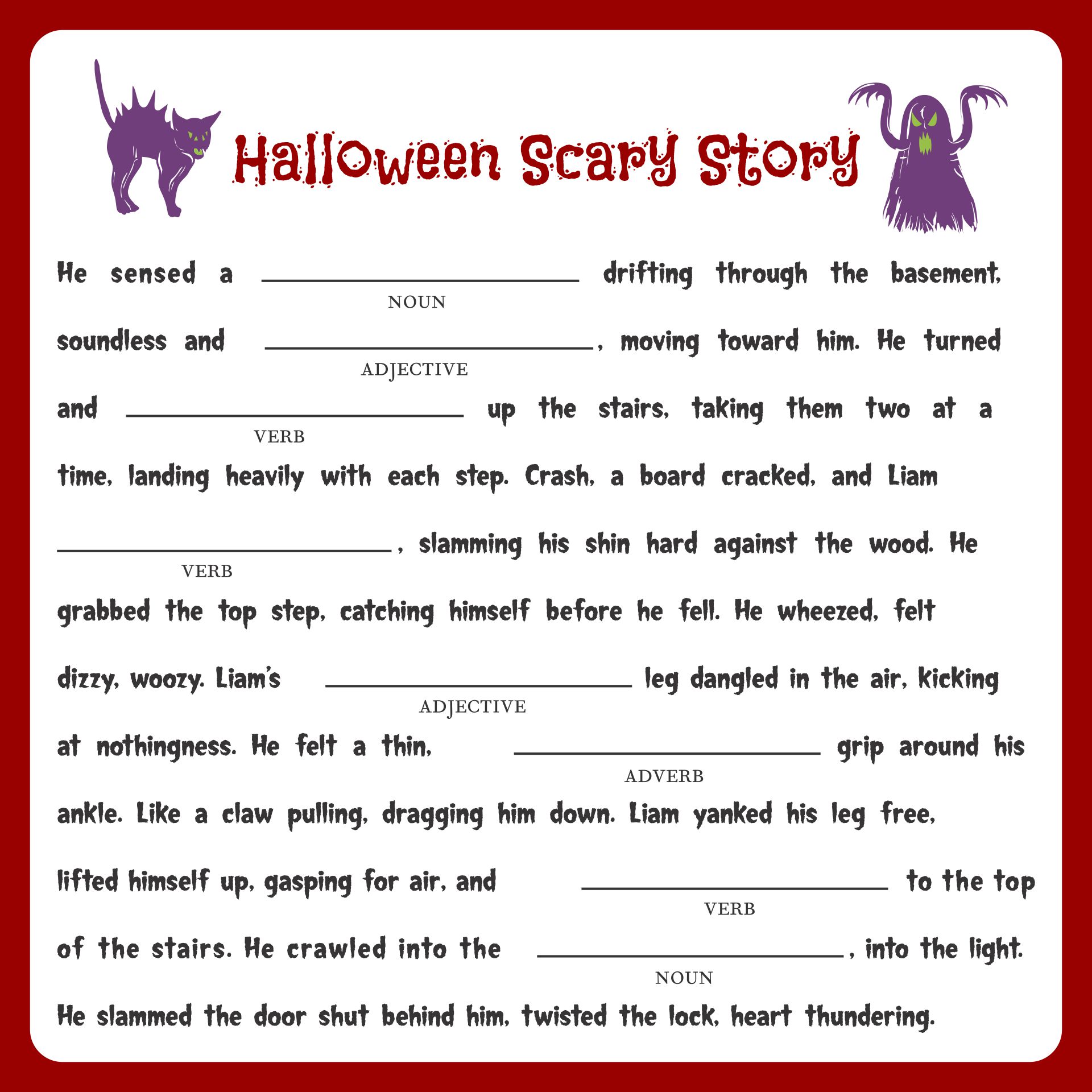 Scary Mad Libs Printable Printable World Holiday