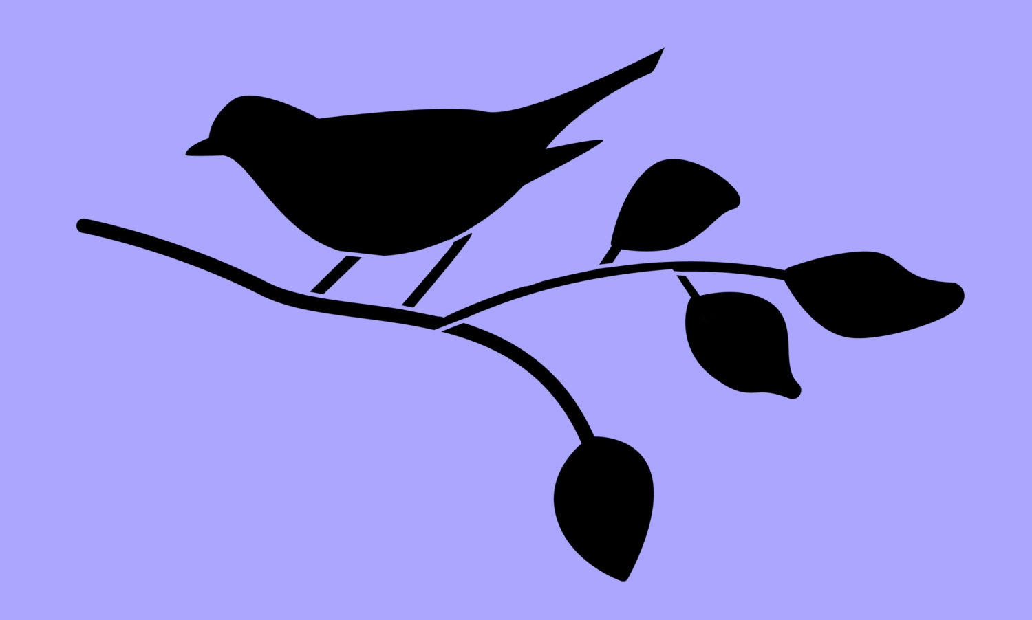 Bird On Branch Silhouette Stencil