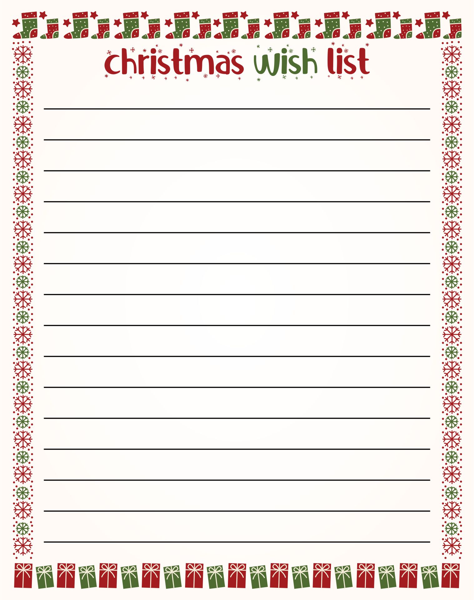  Printable Christmas Wish List Templates