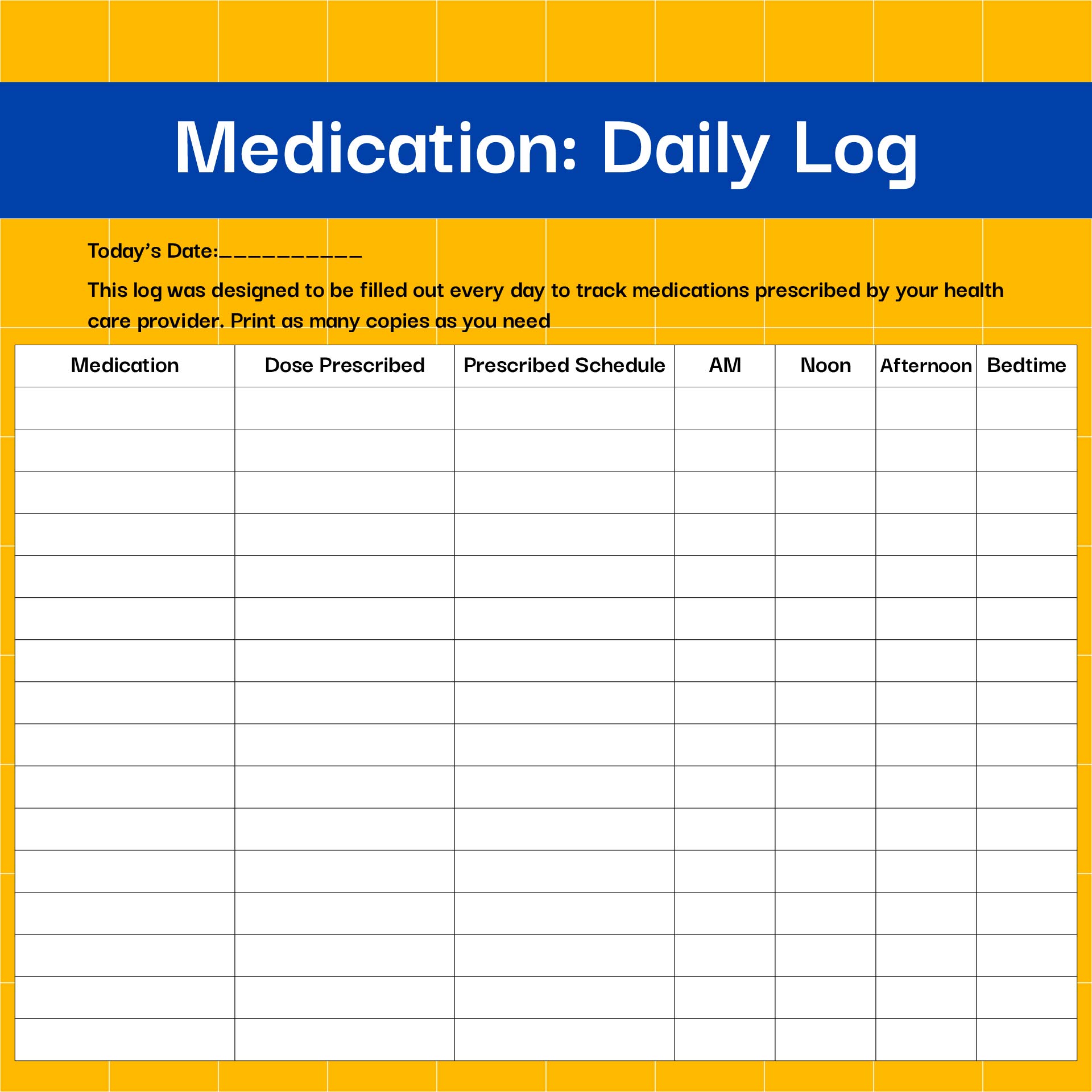 Printable Daily Medication Log