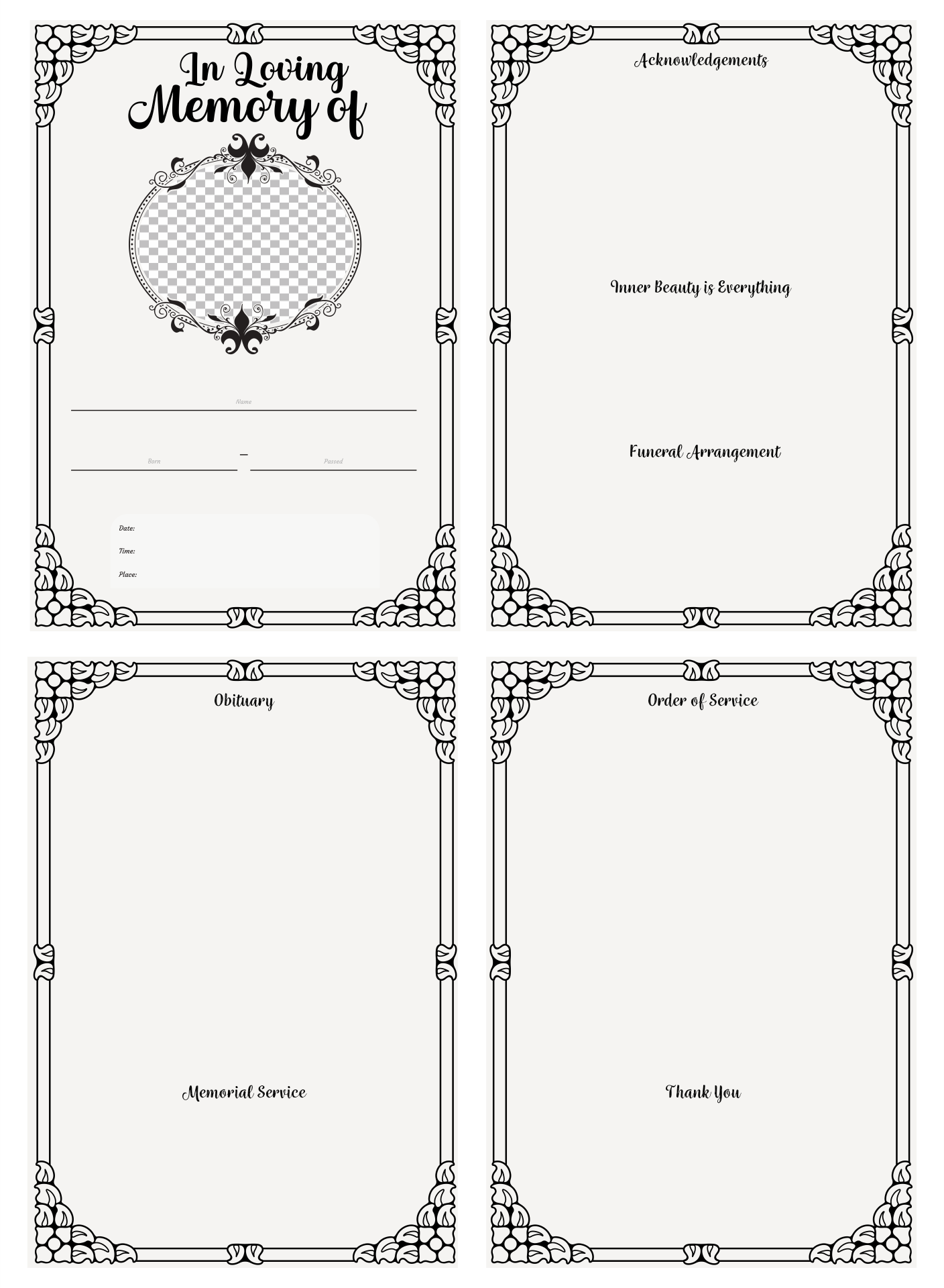 Printable Memorial Service Program Template