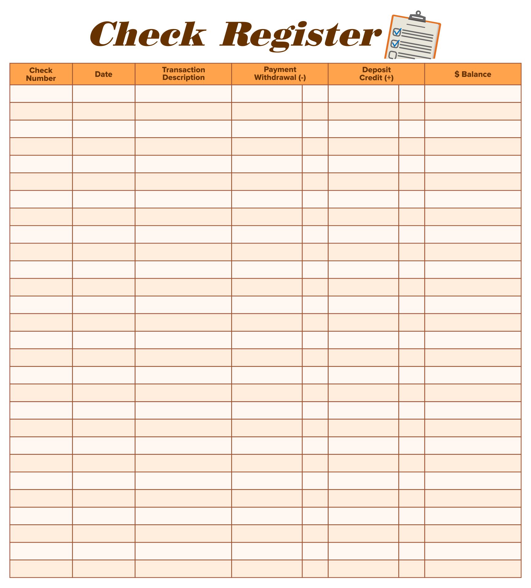 Large Check Register