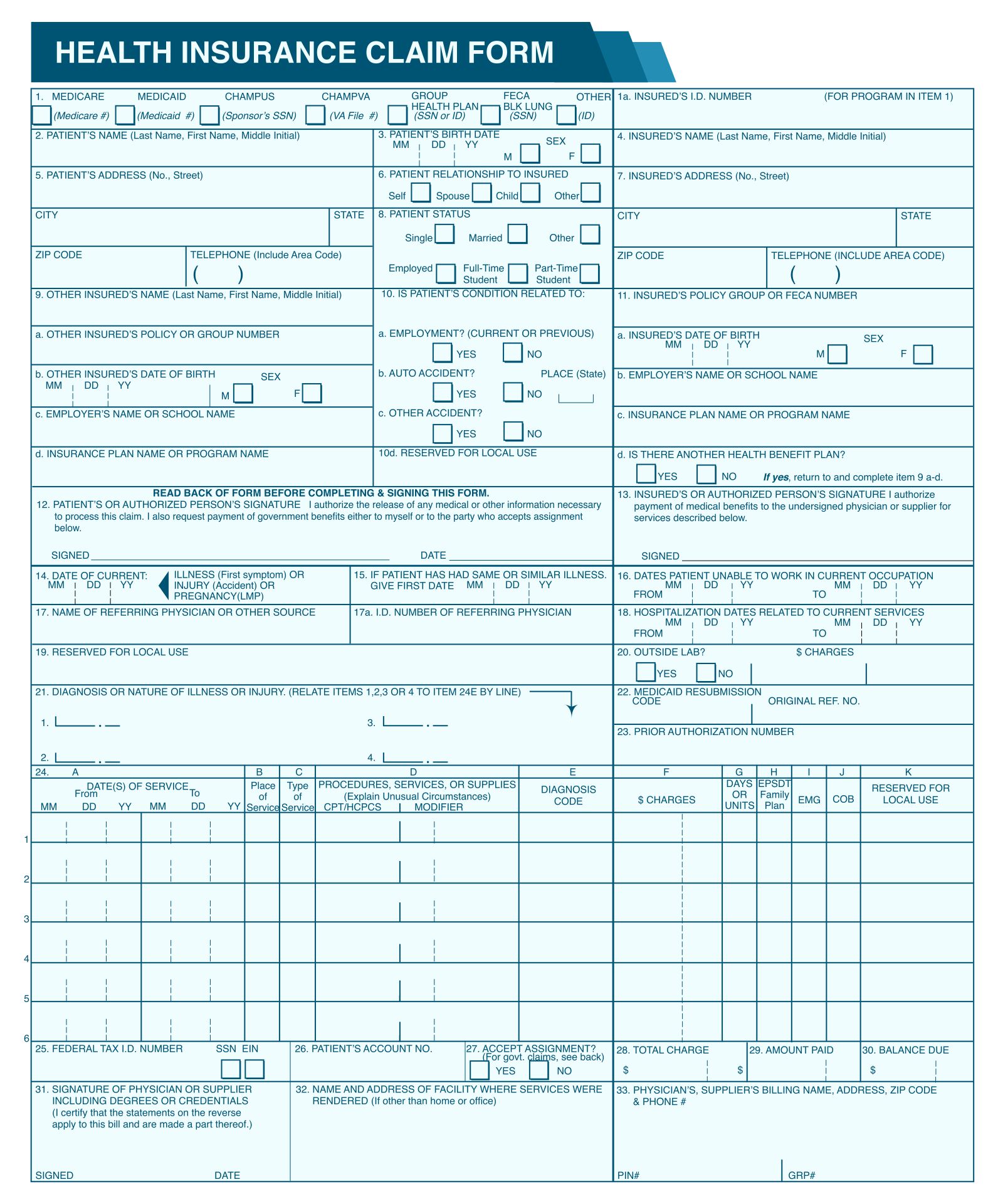 Medical Billing Forms  Printable