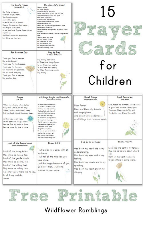 Printable Prayer Cards for Kids