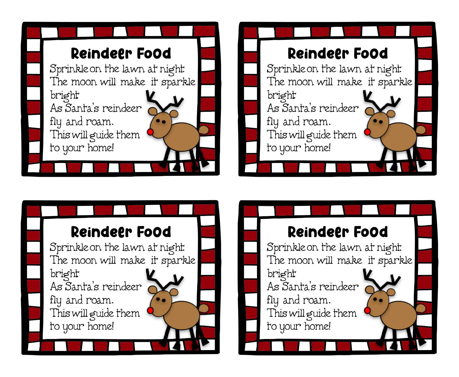 Reindeer Food Poem Free Printable Tags