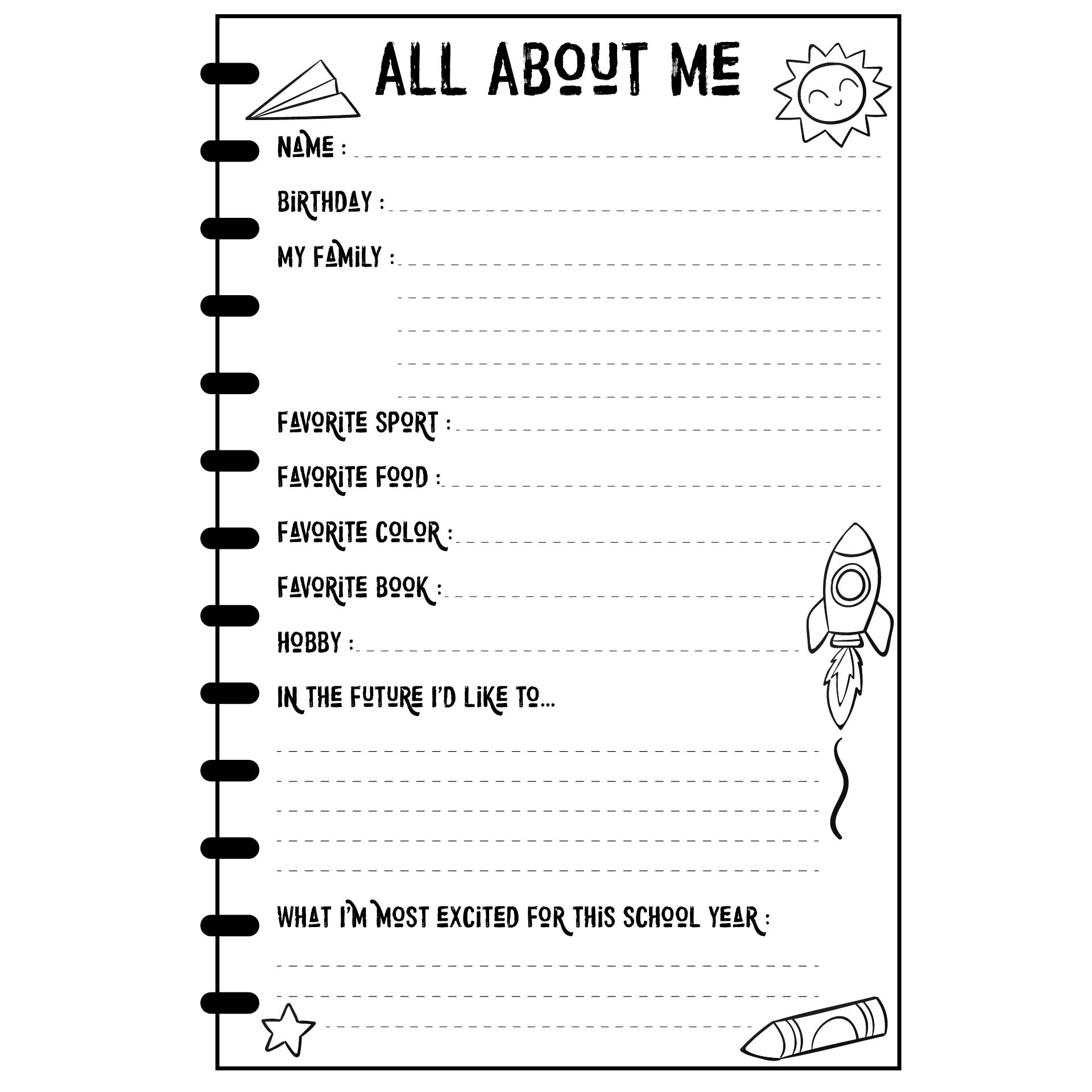 All About Me Printables