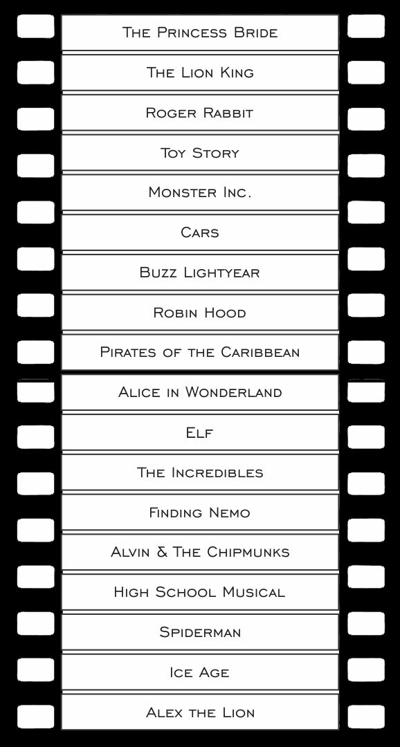 Printable Charades Movie Lists