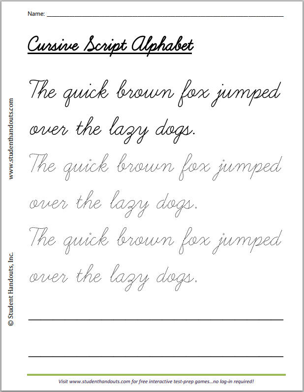 Cursive Handwriting Practice Worksheet