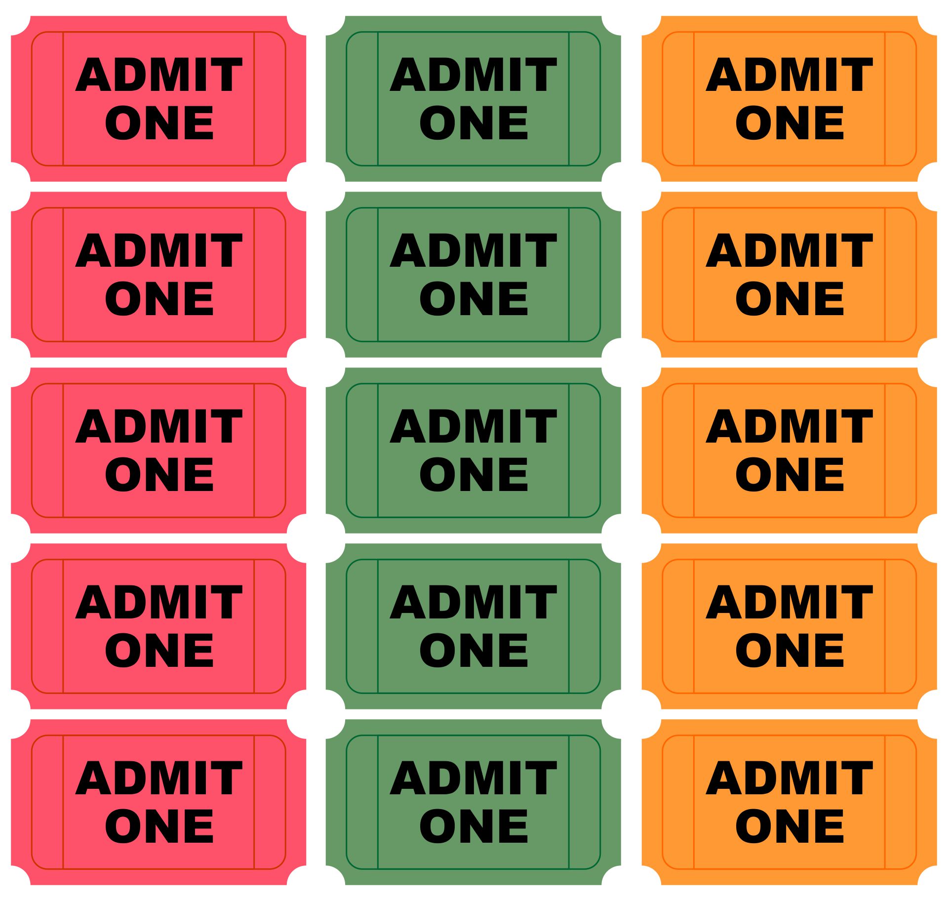 Admit One Ticket Templates