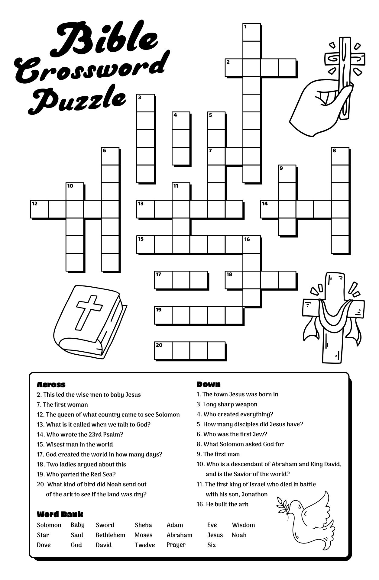 4 Best Free Printable Bible Crossword Puzzle PDF For Free At Printablee