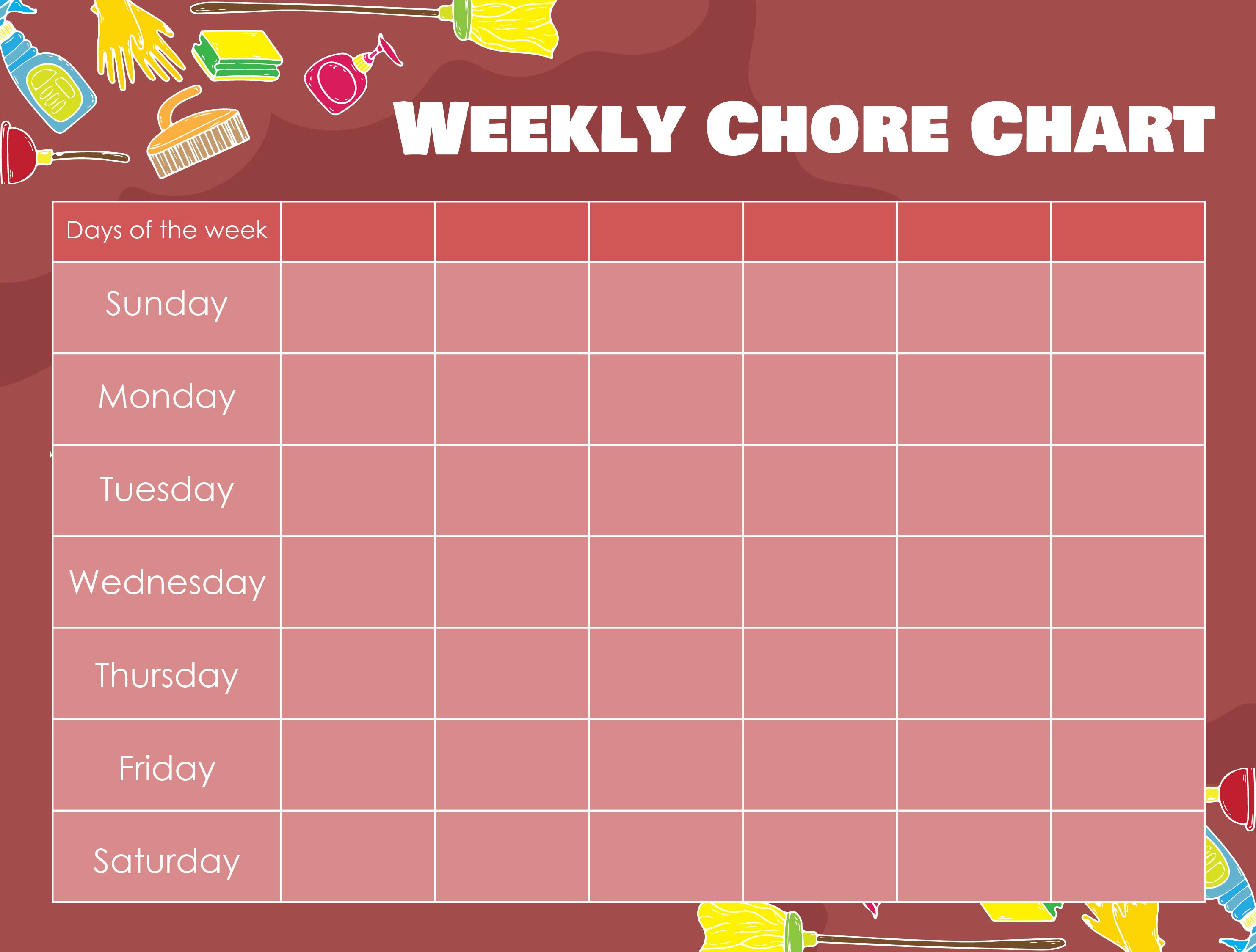 Free Printable Weekly Chore List Template