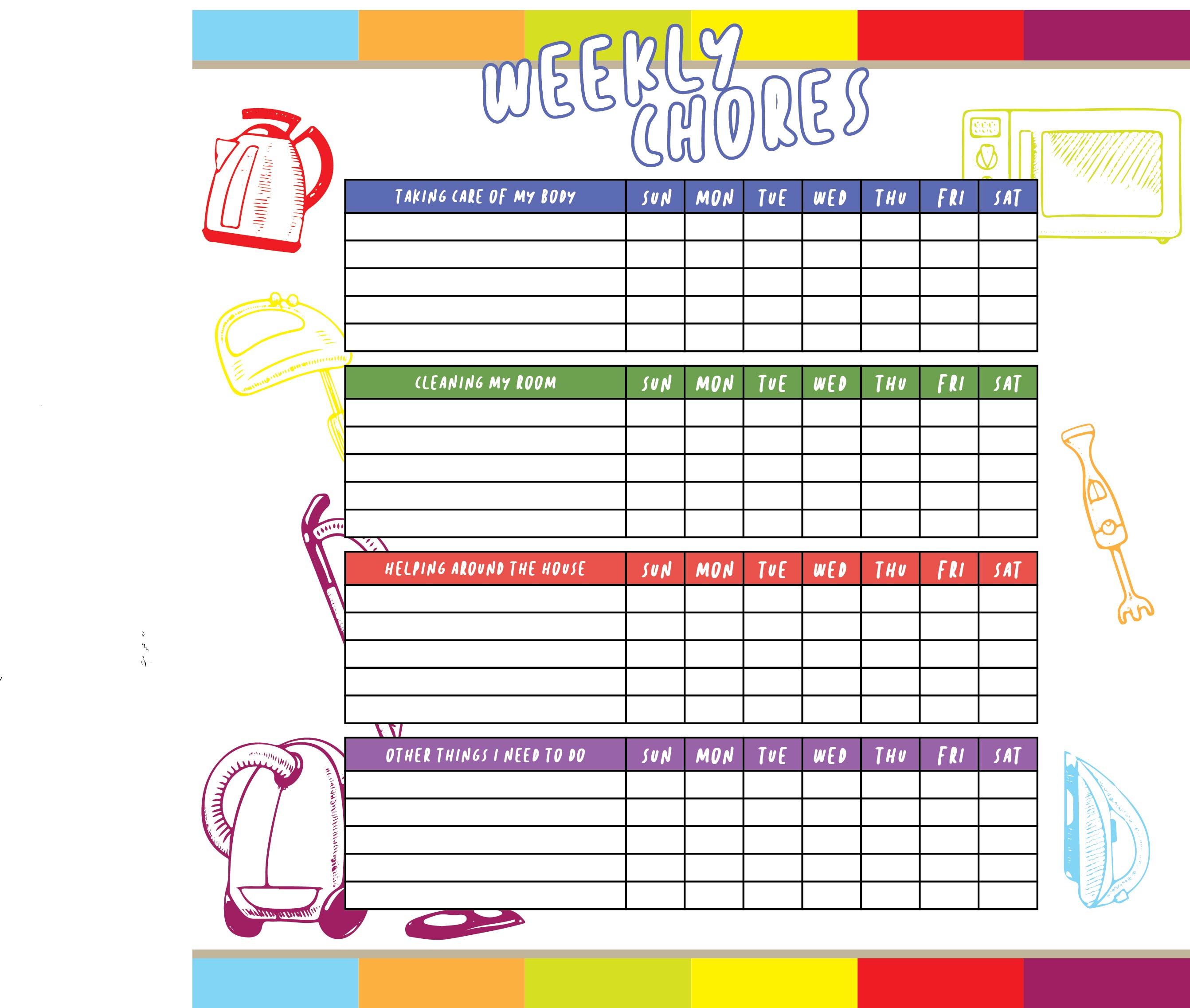 Weekly Chore Chart Printable Brennan