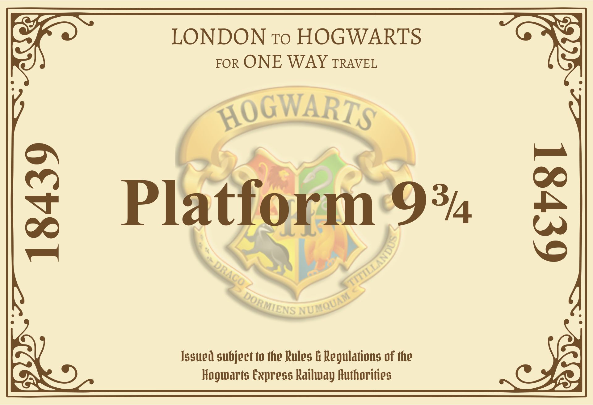 Universal Studios Hogwarts Ticket Free Printable