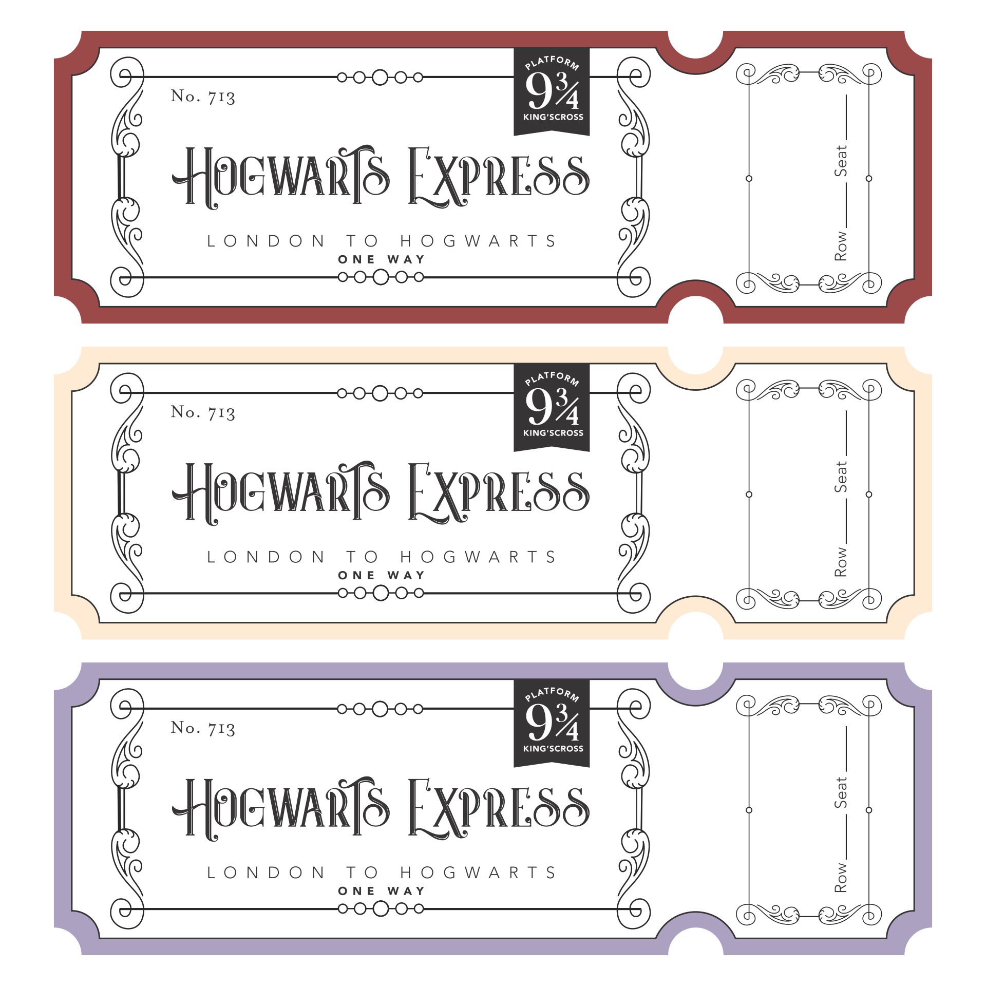 Printable Train Ticket Harry Potter