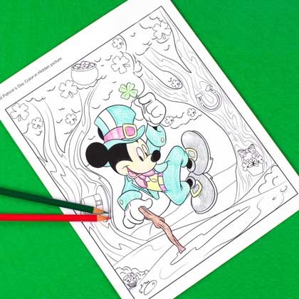 Mickey Mouse St. Patricks Day Coloring Pages