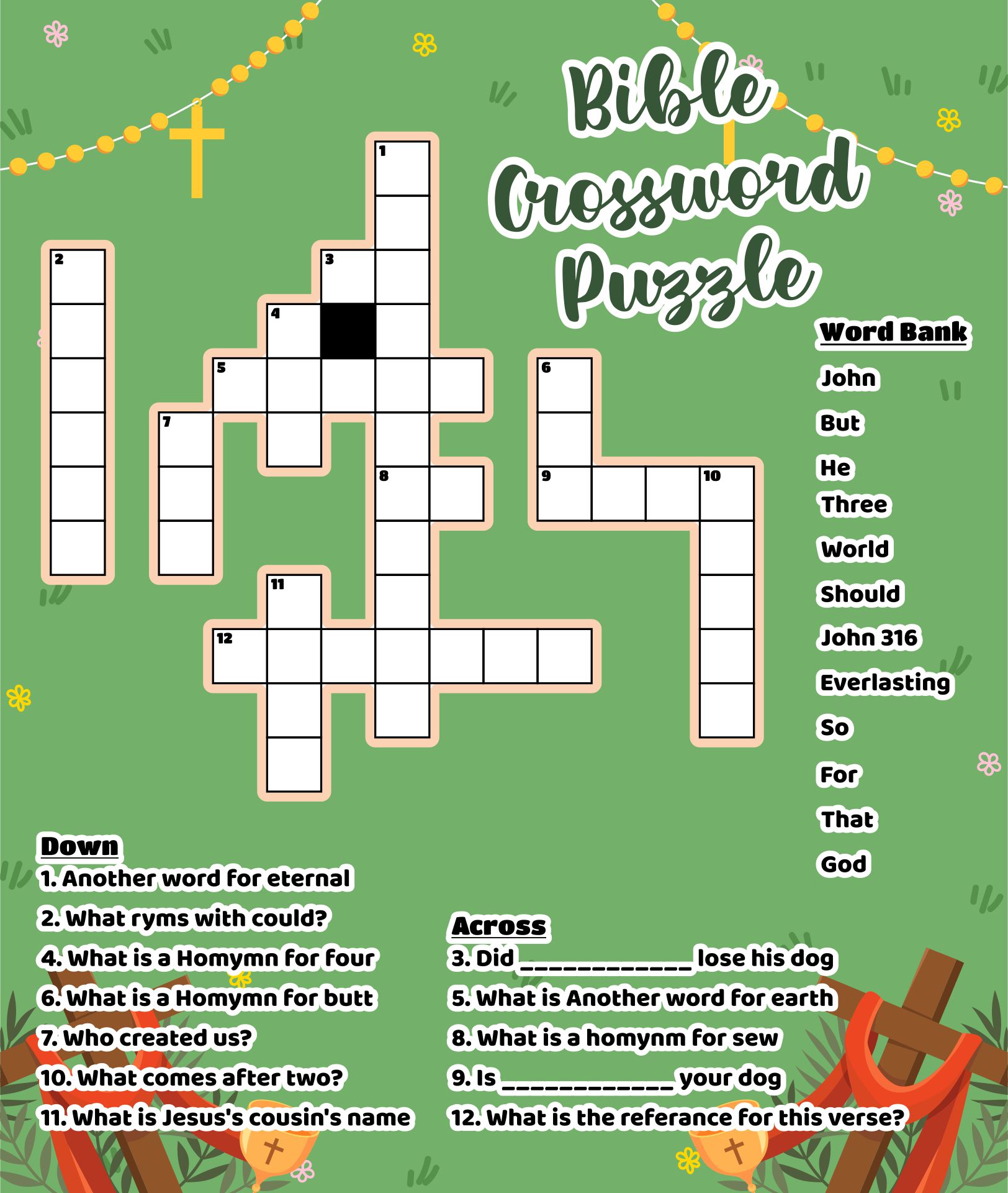 Printable Bible Crossword Puzzle