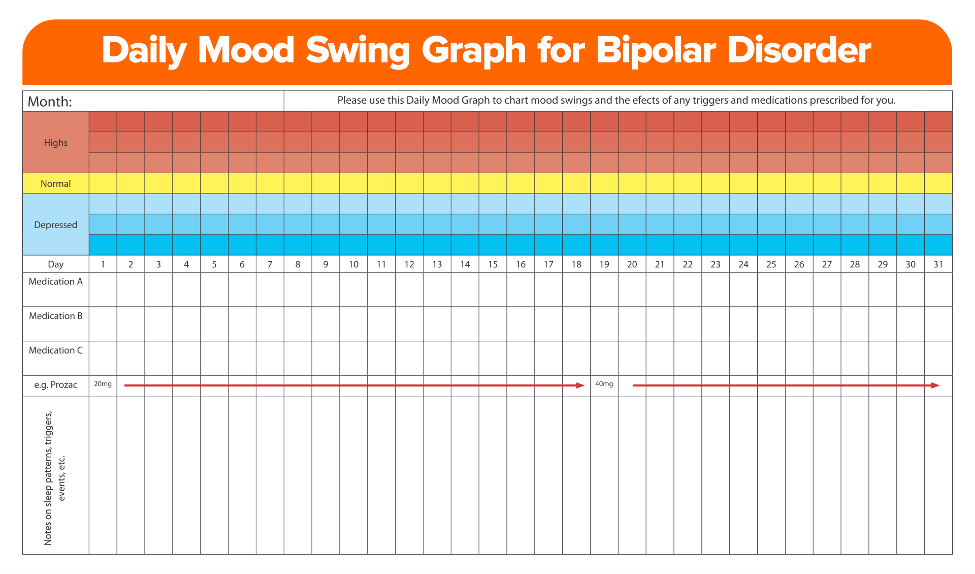 7 Best Images of Printable Daily Mood Chart - Daily Mood Chart, Bipolar ...