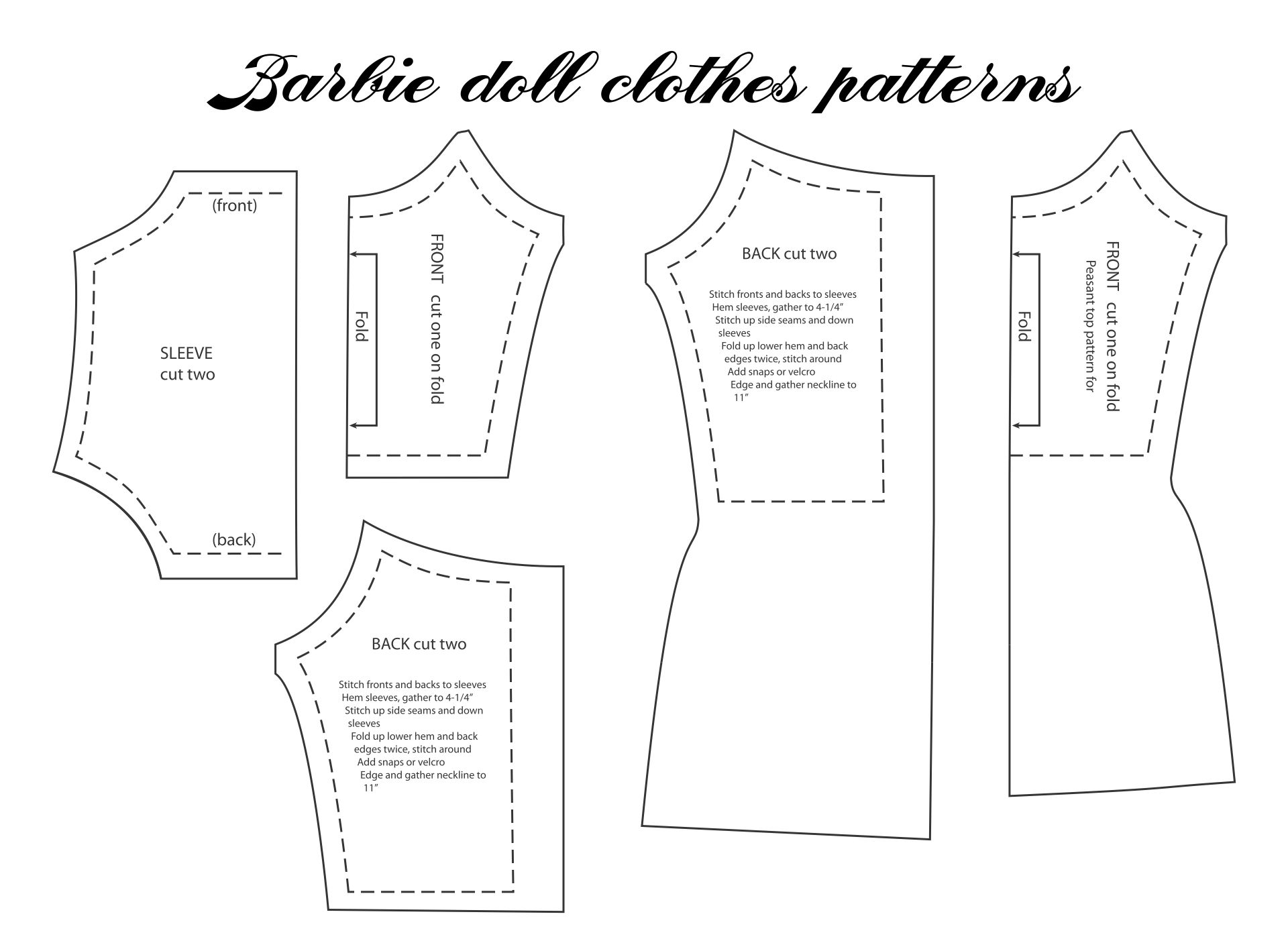 How To Draft Patterns For DIY Barbie Clothes The Shapes Of Fabric ...