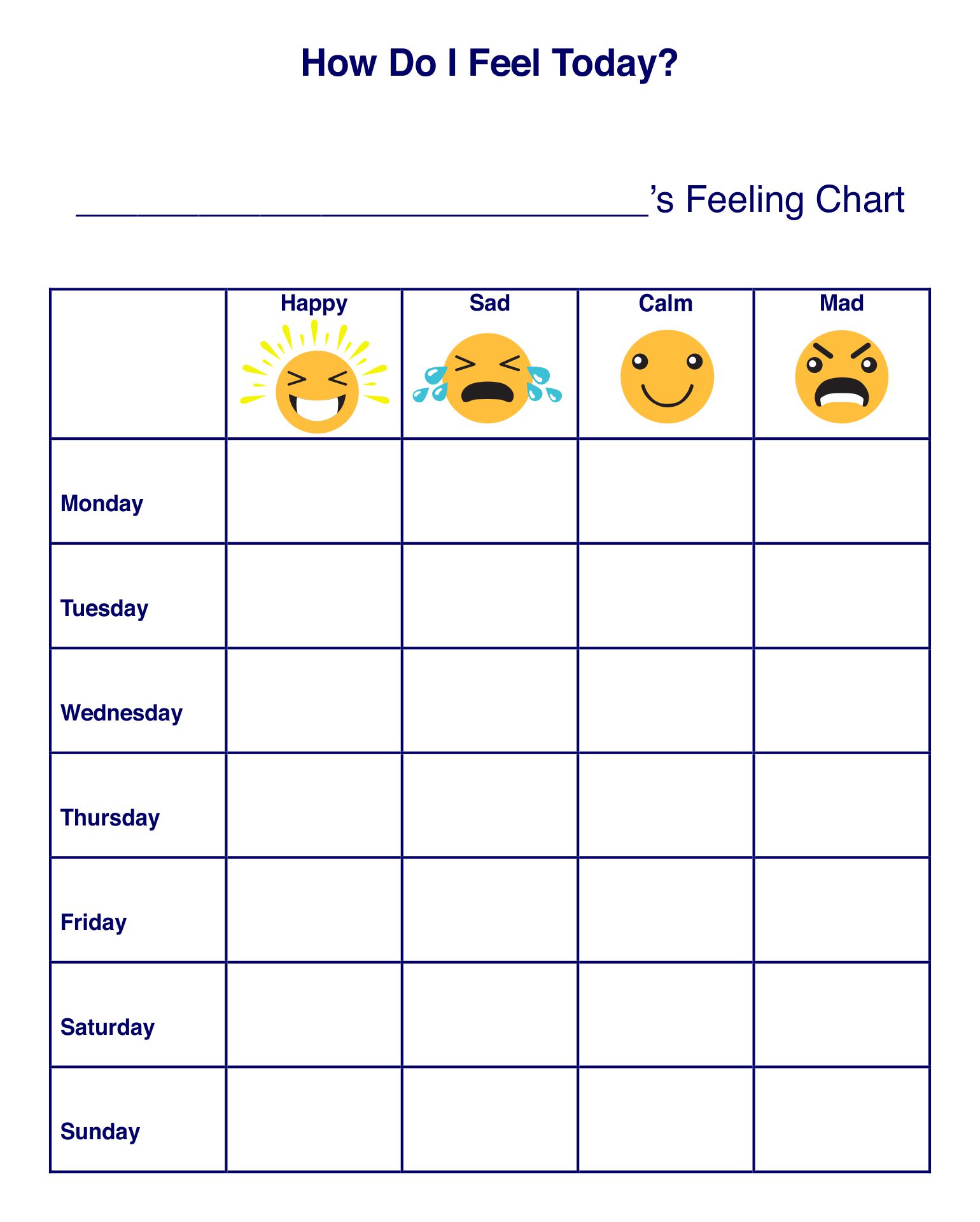Printable Daily Mood Chart Template Printable Templates