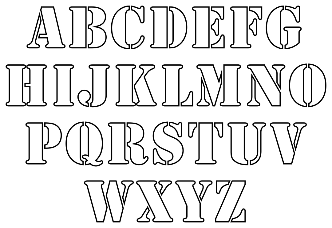 A-Z Printable Alphabet Letter Stencils in PDF - Free Stencil Templates -  Style 3 Letters - Stencil Letters Org