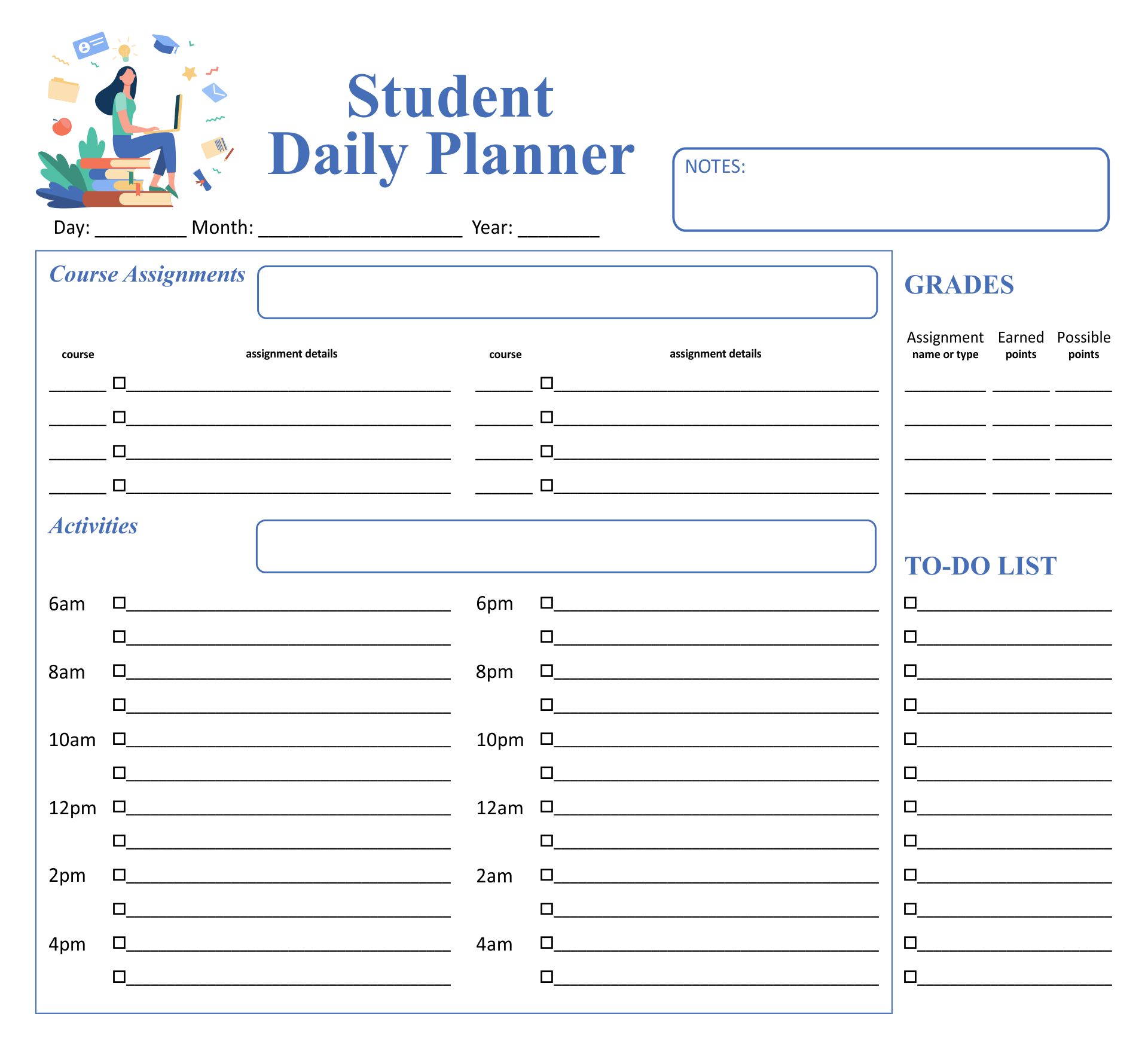 10 Best Student Homework Planners Cute Planners Printable Printablee