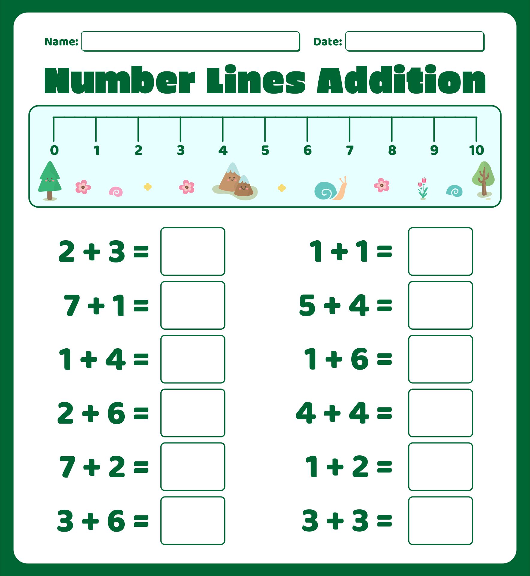 1st Grade Printable Number Line