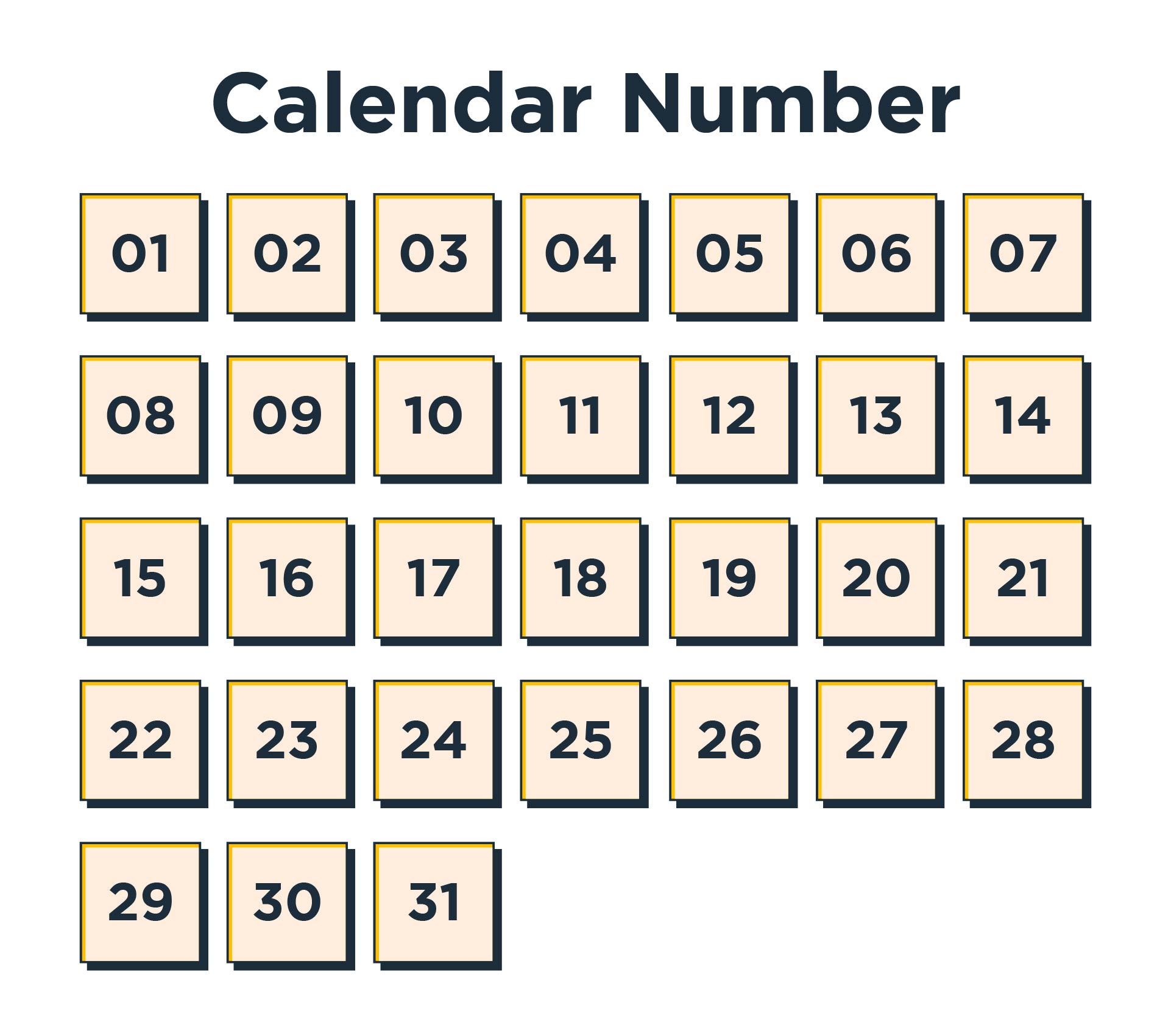 Printable Preschool Calendar Numbers 1-31
