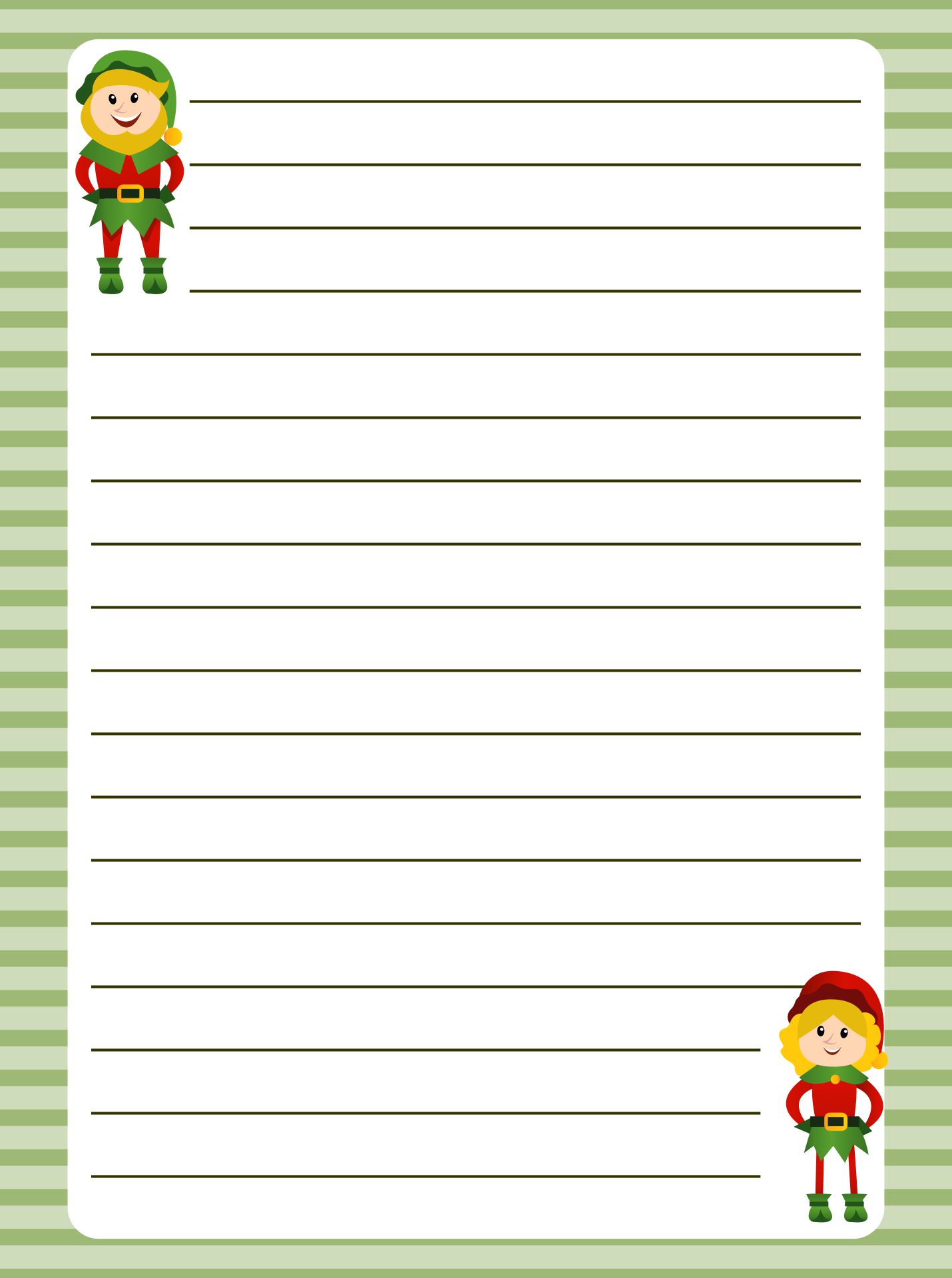 Christmas Elf Writing Paper